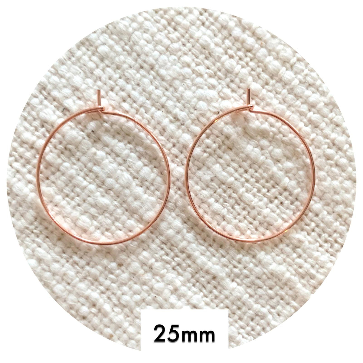 25mm Stainless Steel Earring Wire Hoops - 2 pcs - Rose Gold (RGSSHOOPS25)