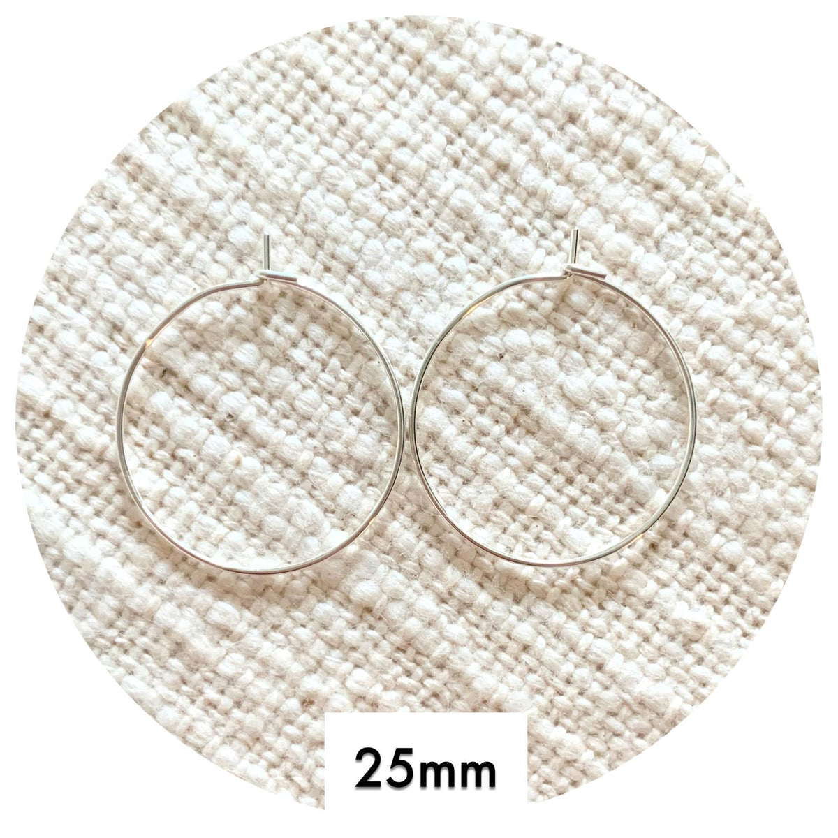 25mm Stainless Steel Earring Wire Hoops - Bright Silver - 2 pcs
