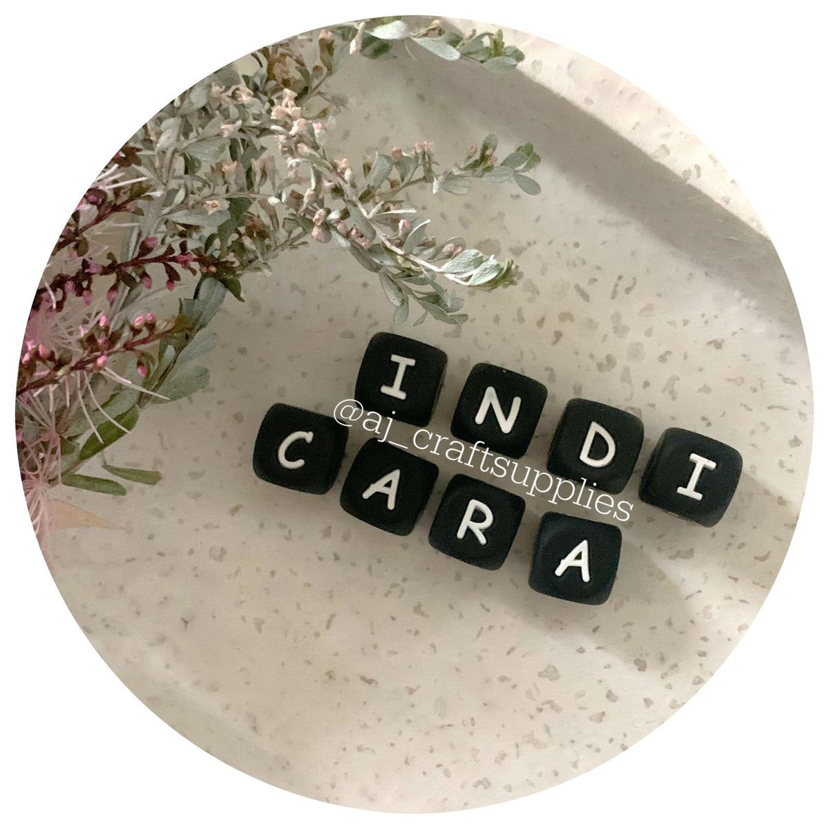 12mm Black Silicone Letter Beads MIXED PACK - 50 beads