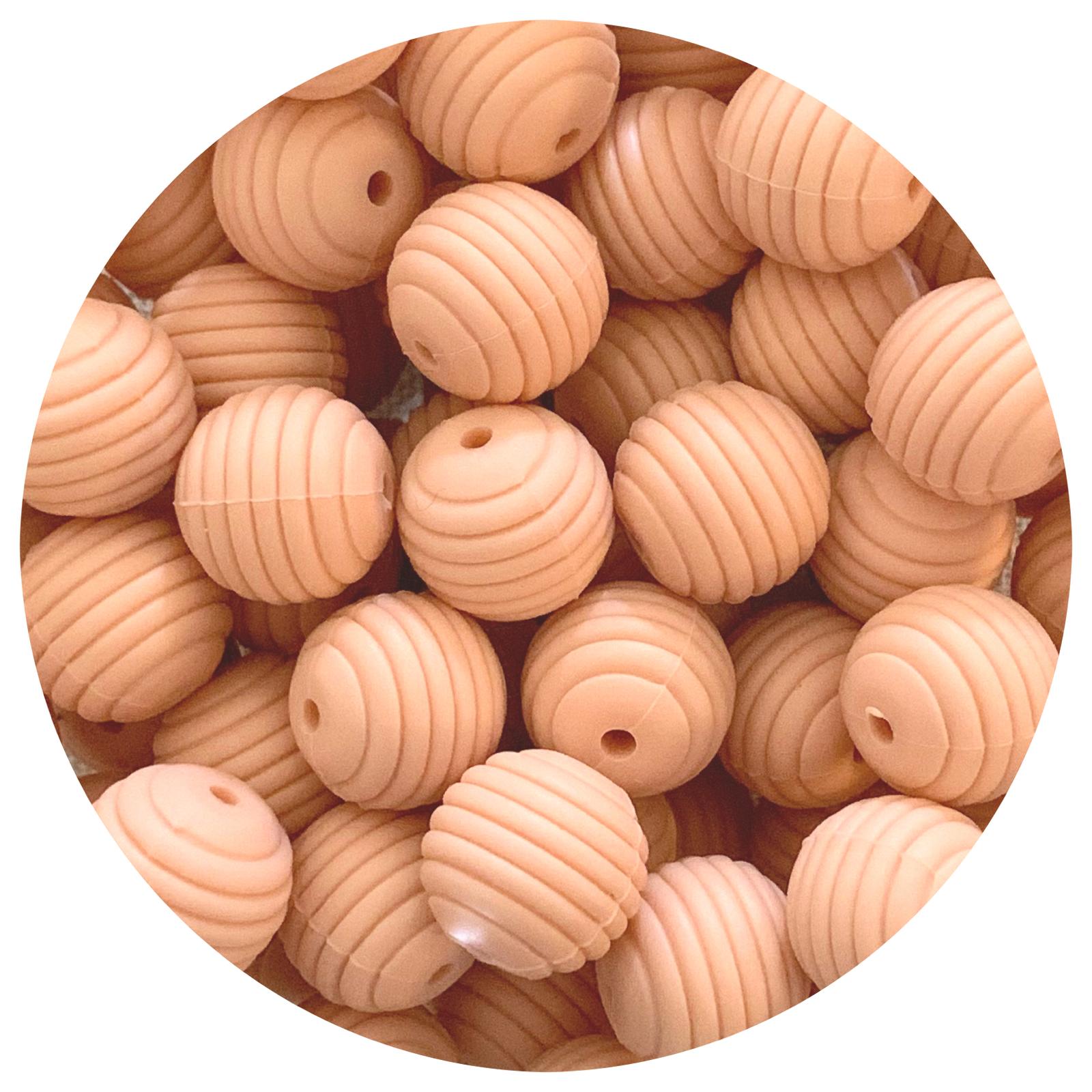 Peach - 15mm round Beehive - 5 Beads