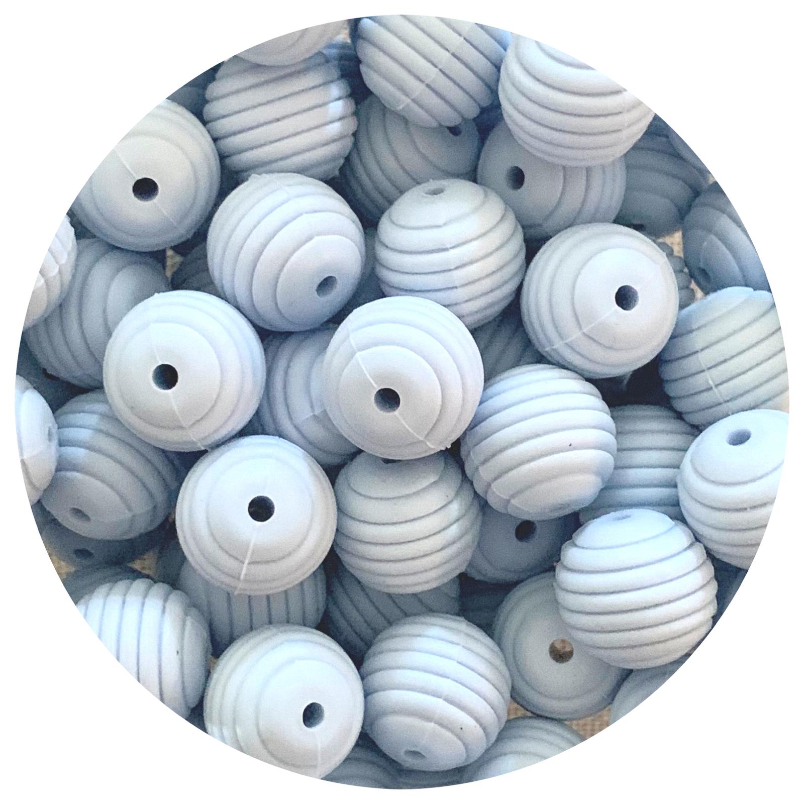 Pastel Blue - 15mm round Beehive - 5 Beads