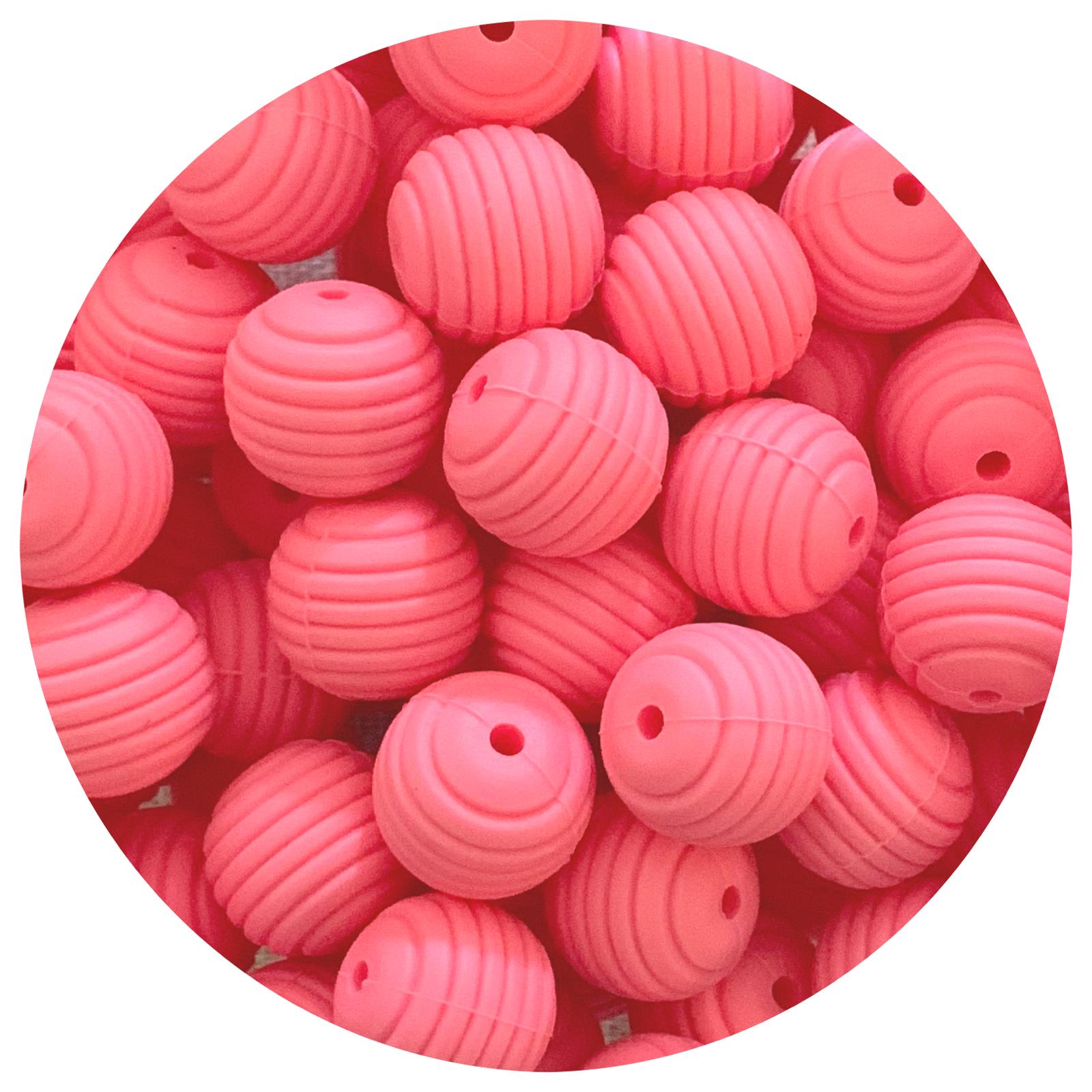 Sakura Pink - 15mm round Beehive - 5 Beads