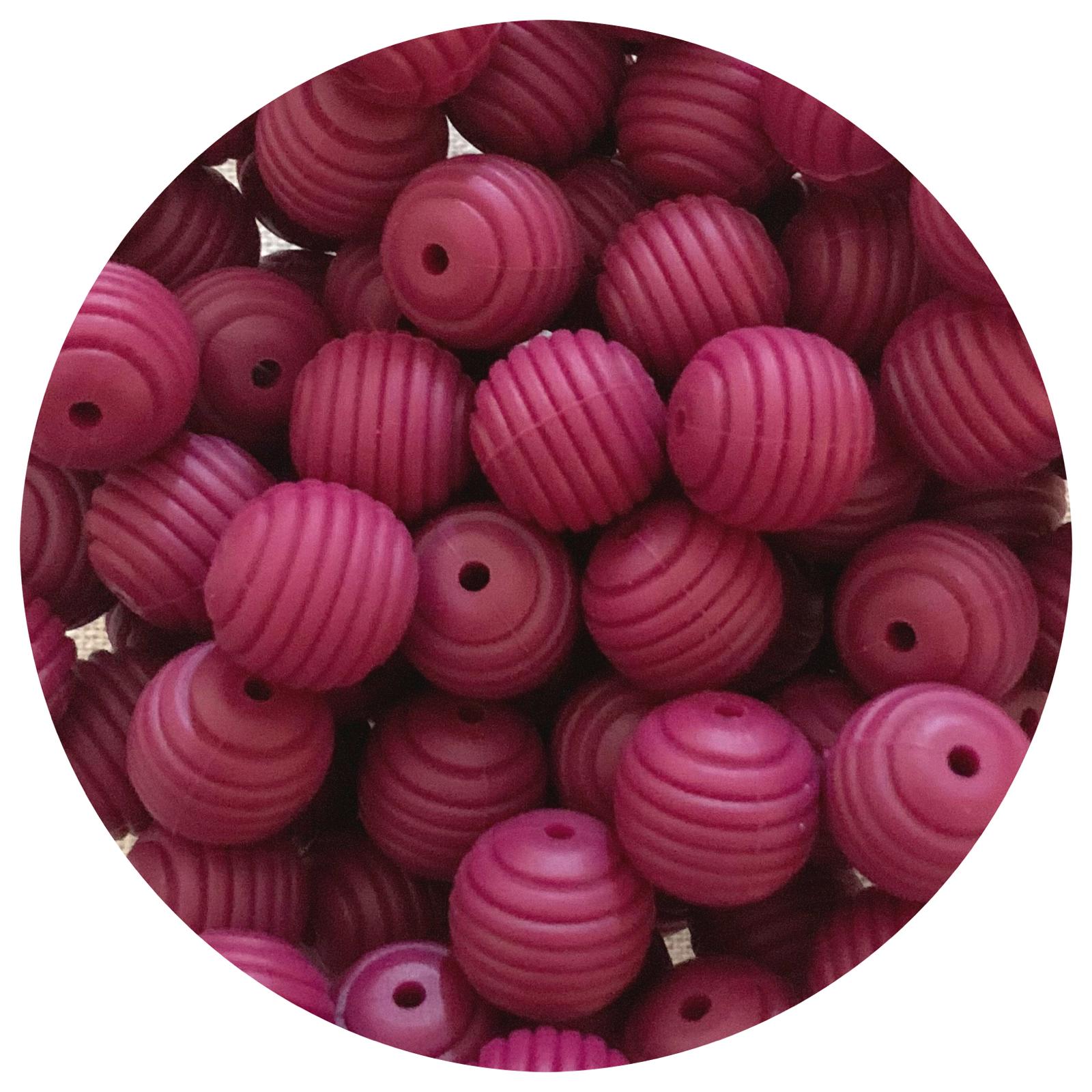 Plum - 15mm round Beehive - 5 Beads