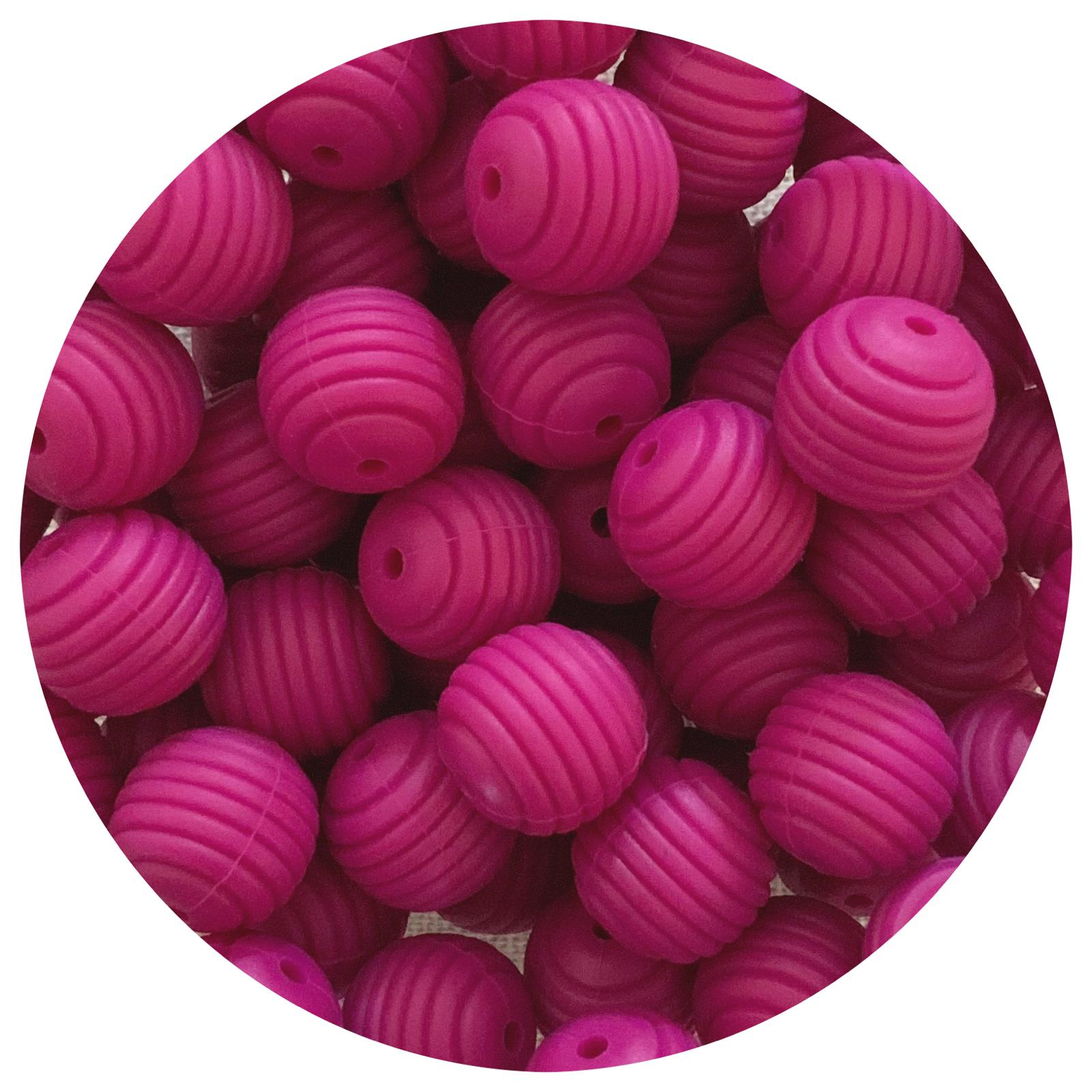 Magenta - 15mm round Beehive - 5 Beads