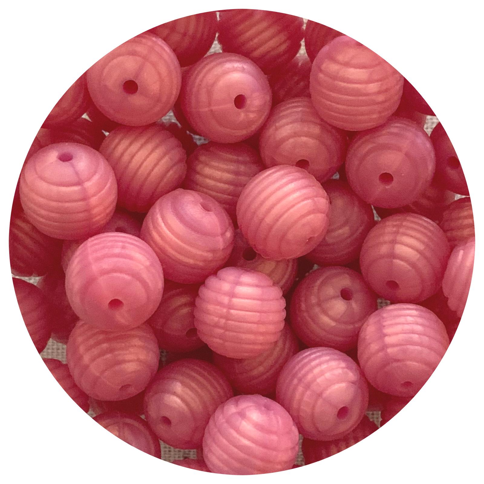 Pearl Rose Shimmer - 15mm round Beehive - 5 Beads