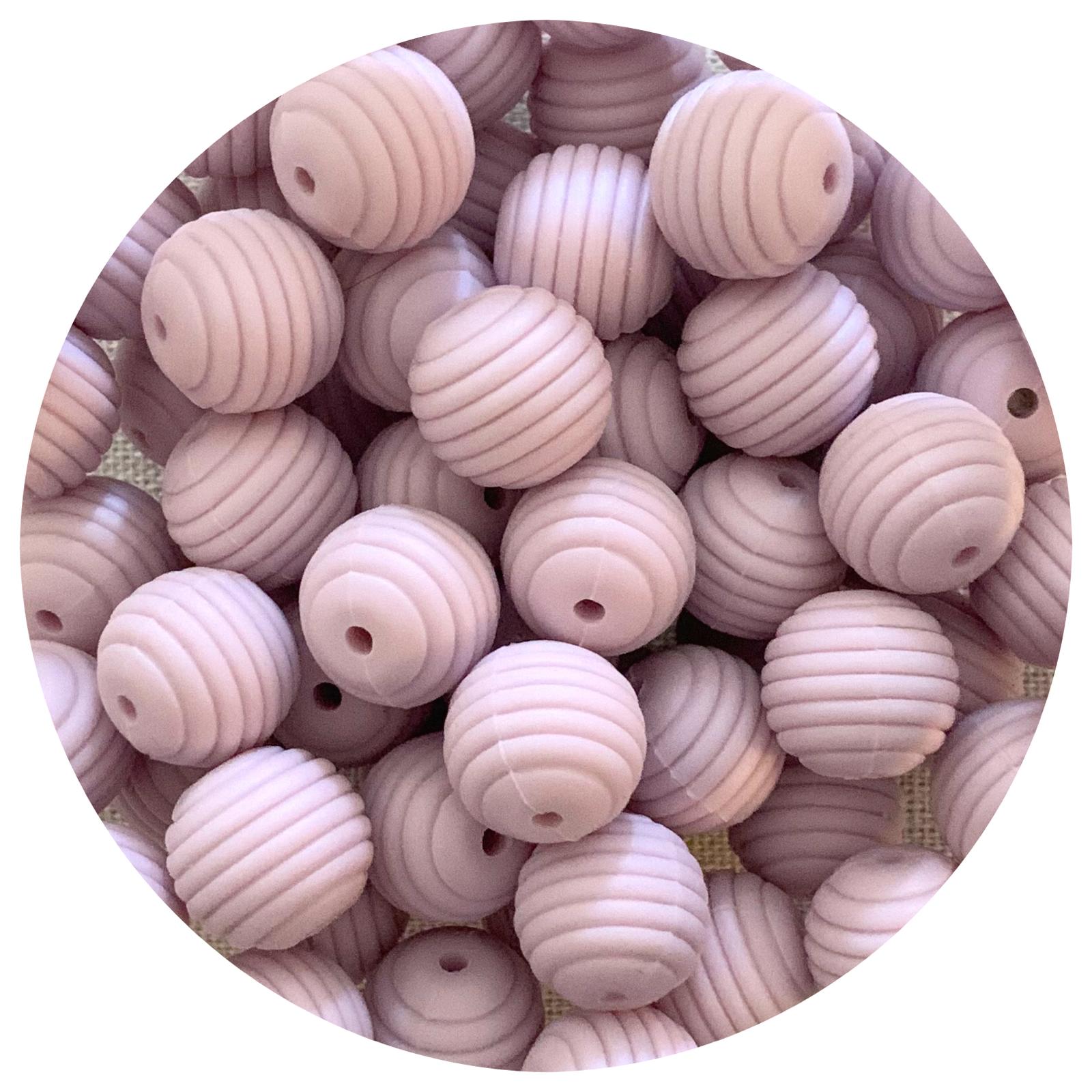 Light Lilac Purple - 15mm round Beehive - 5 Beads