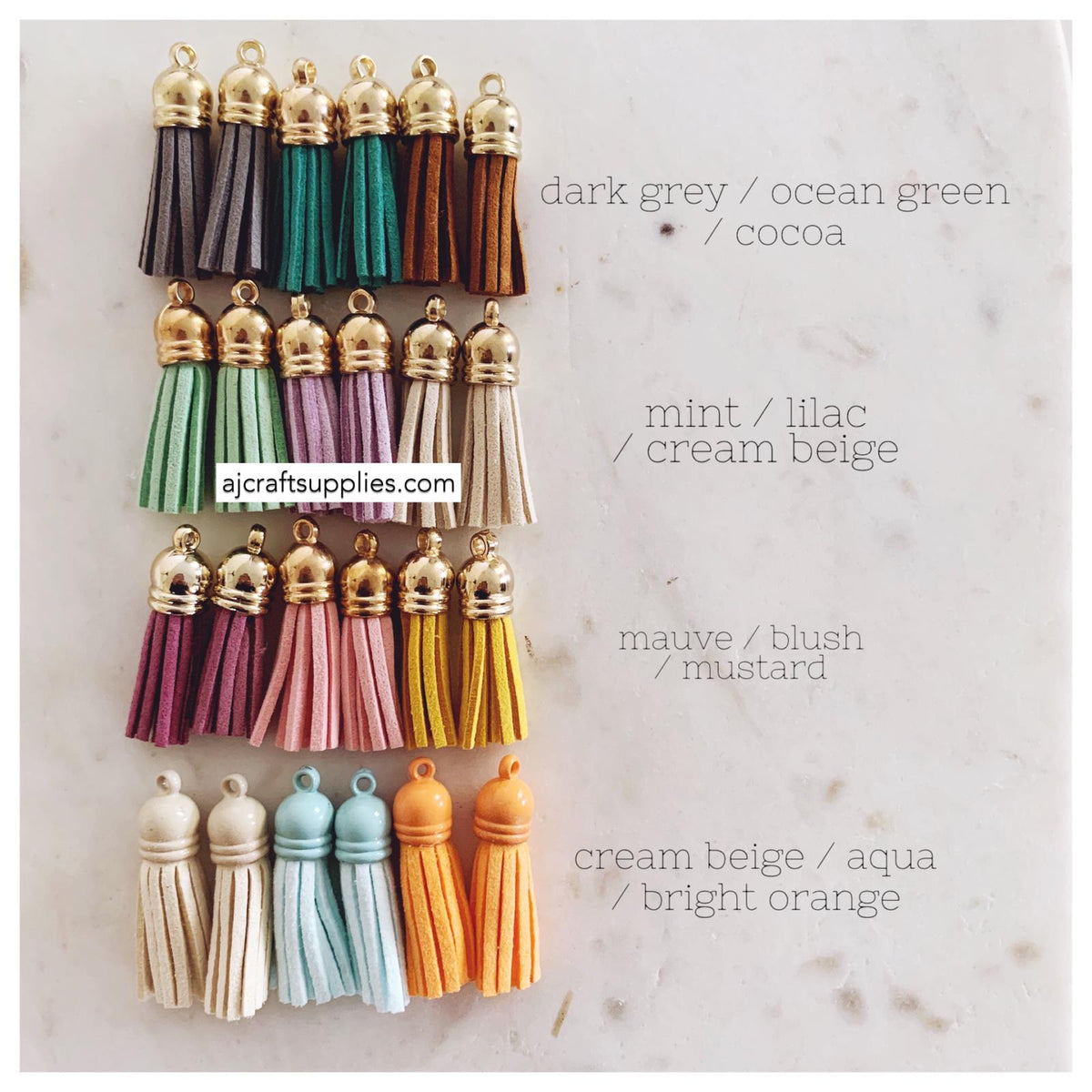 39mm Suede Tassels Aqua Cap - Aqua - Each