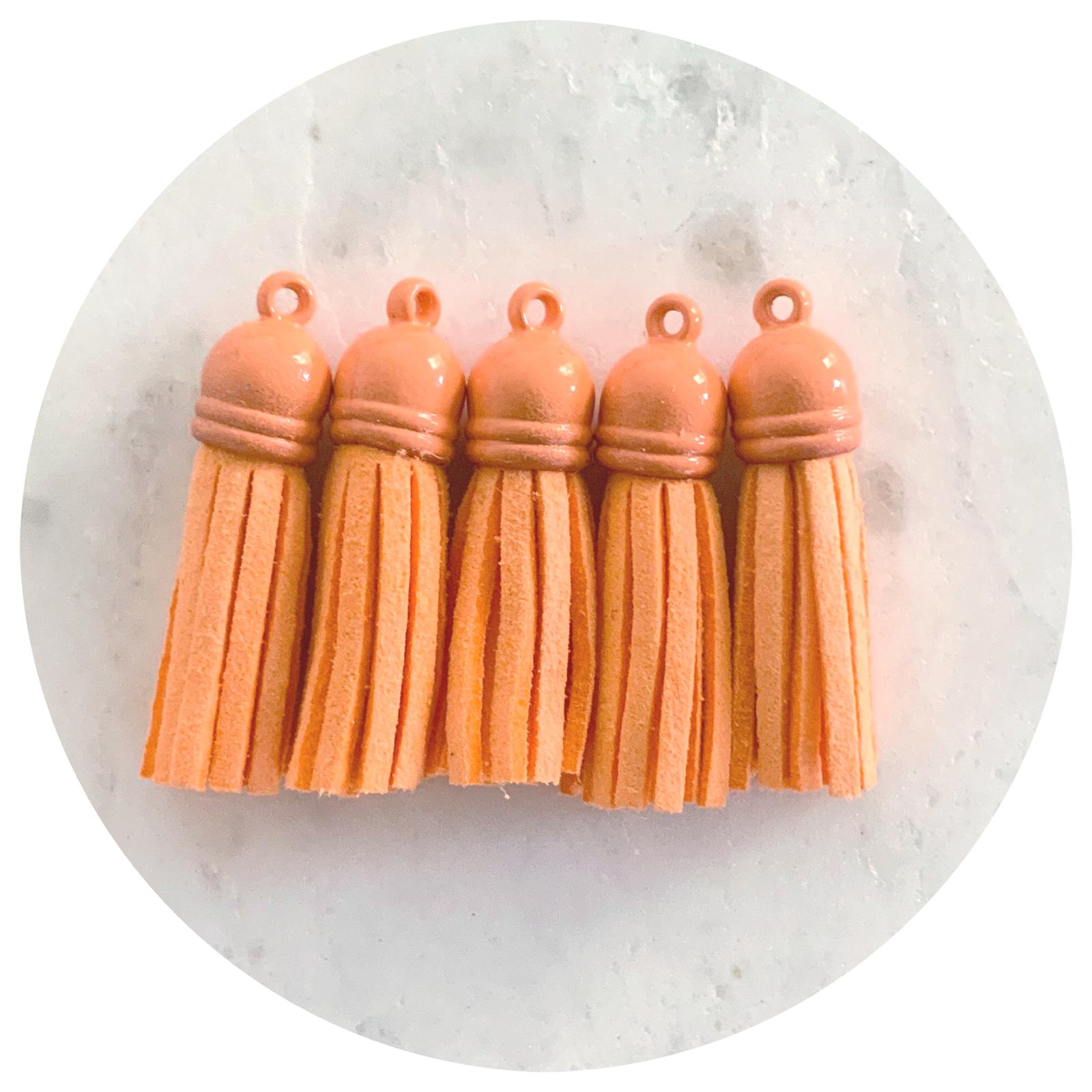 39mm Suede Tassels Bright Orange Cap - Bright Orange - Each
