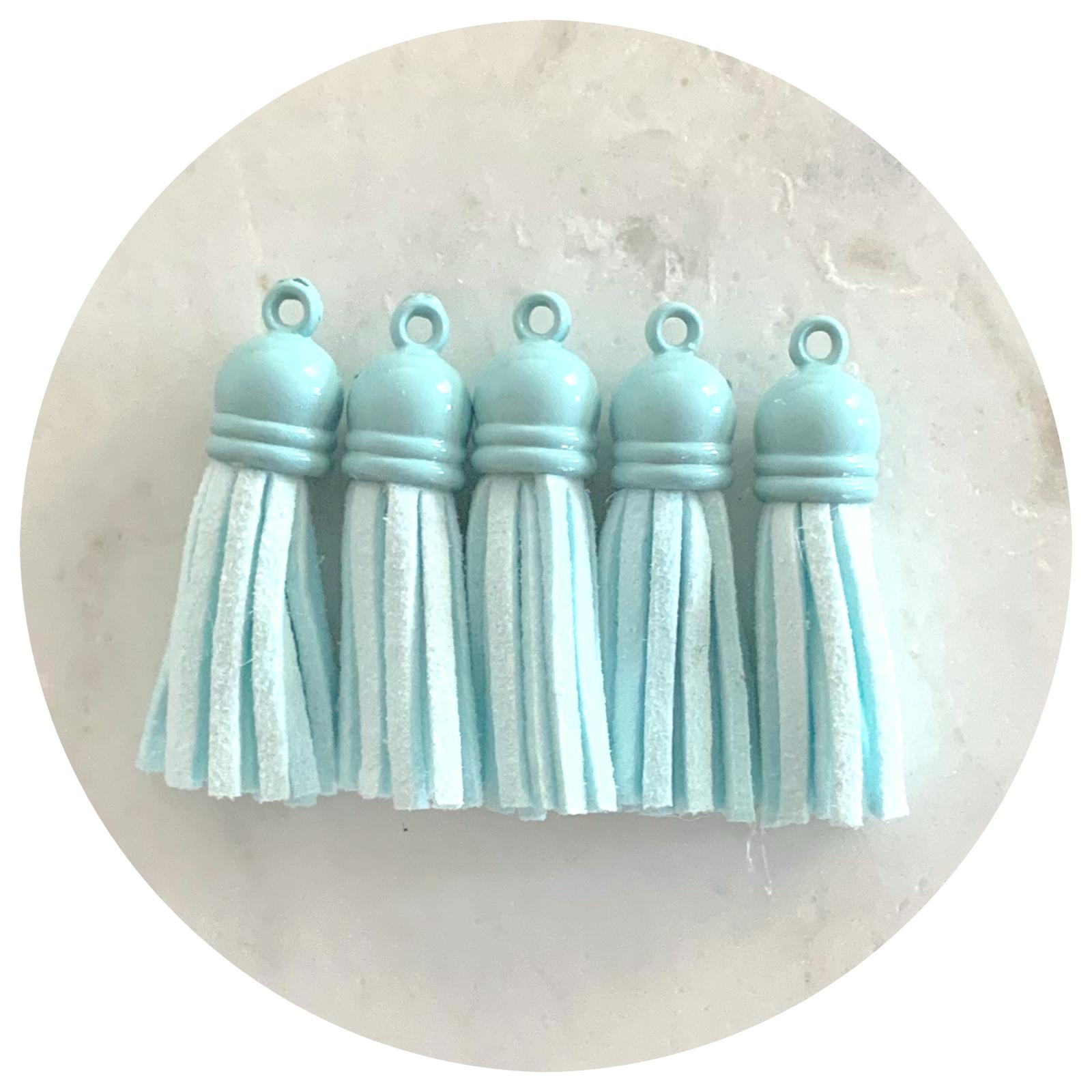 39mm Suede Tassels Aqua Cap - Aqua - Each