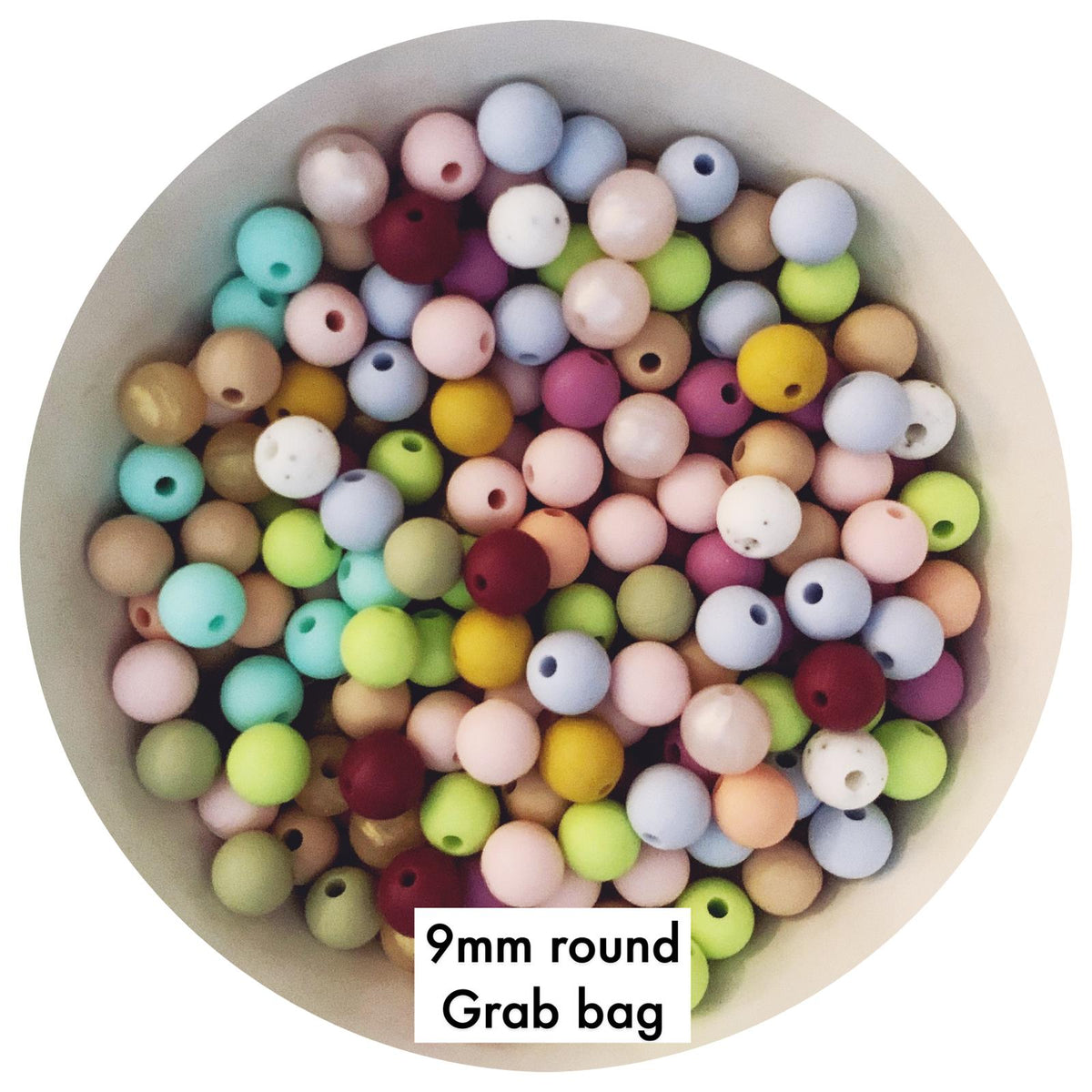 BULK Grab Bag - 9mm round Silicone Beads - 100 beads