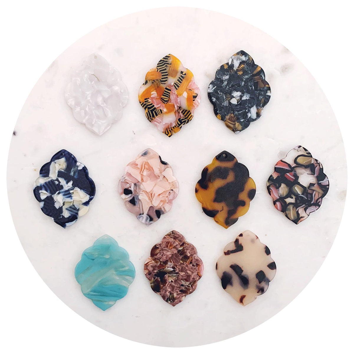 Acrylic Charms - Scallop Edge - 1 Hole - Each