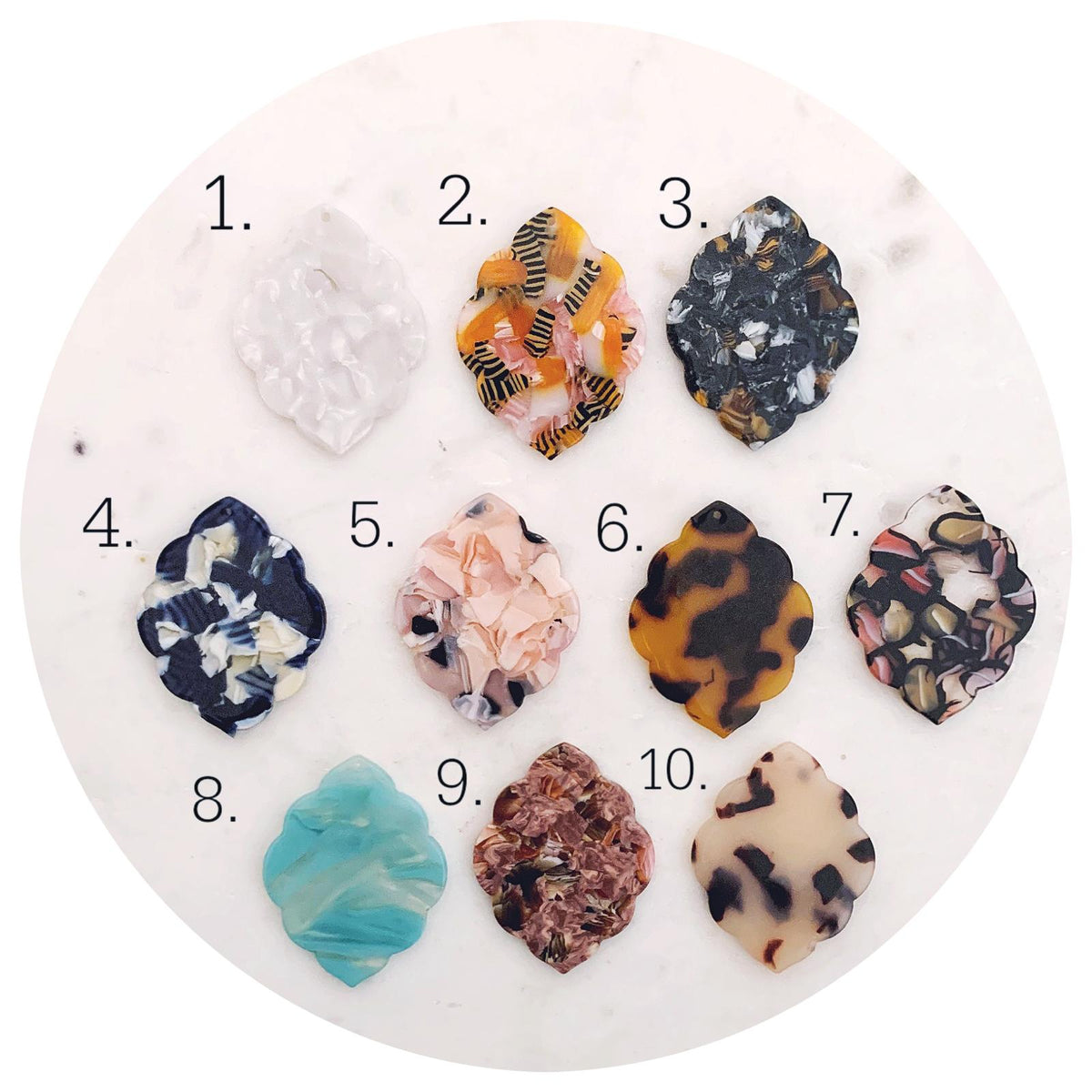 Acrylic Charms - Scallop Edge - 1 Hole - Each