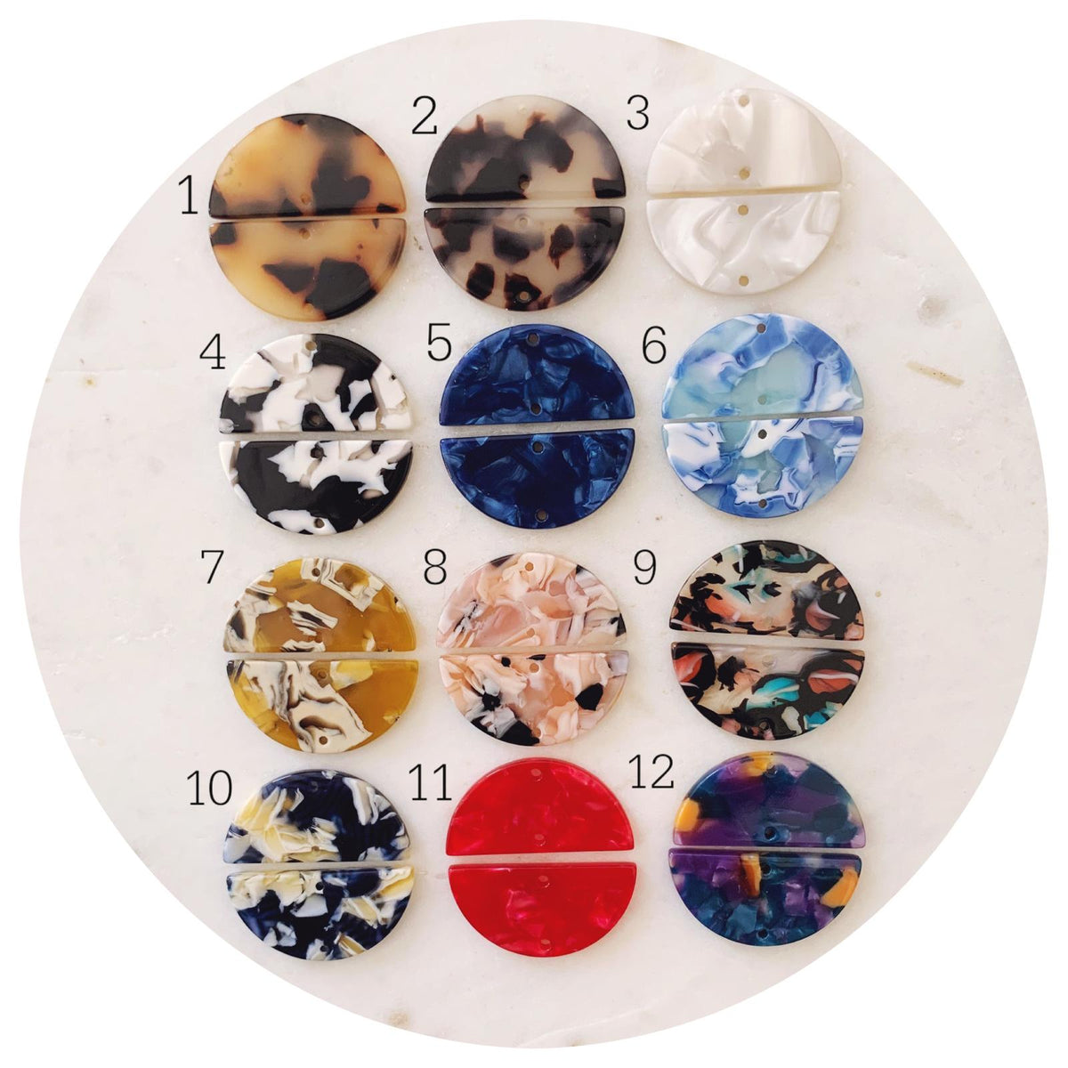 Acrylic Connectors - Half Circle - 2 Holes - 2pc