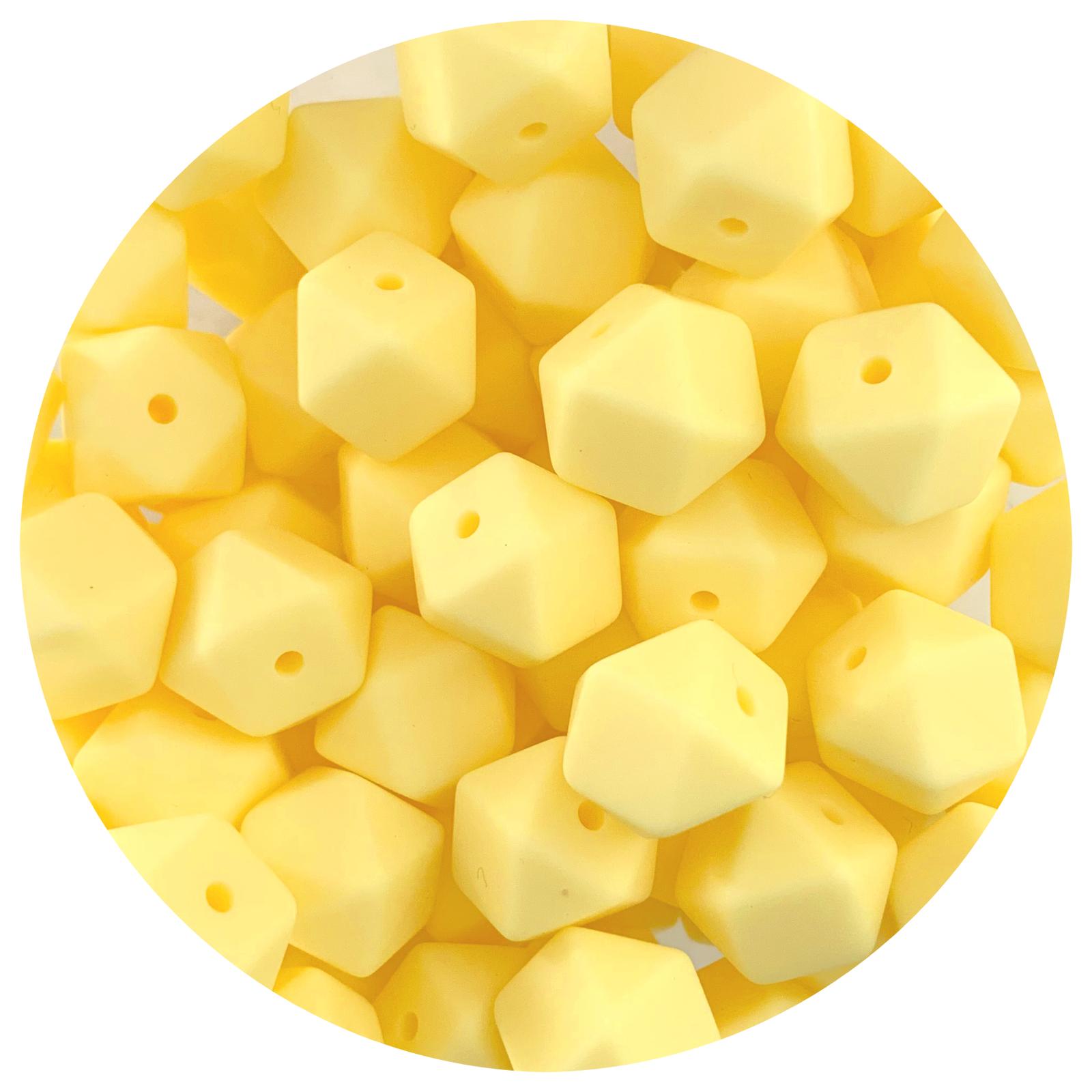 Buttery Yellow - 14mm Mini Hexagon - 5 beads