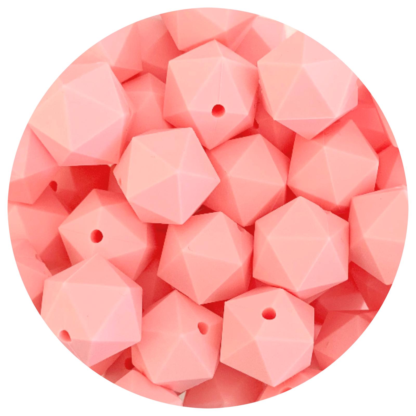Candy Pink - 17mm Icosahedron - 5 Beads