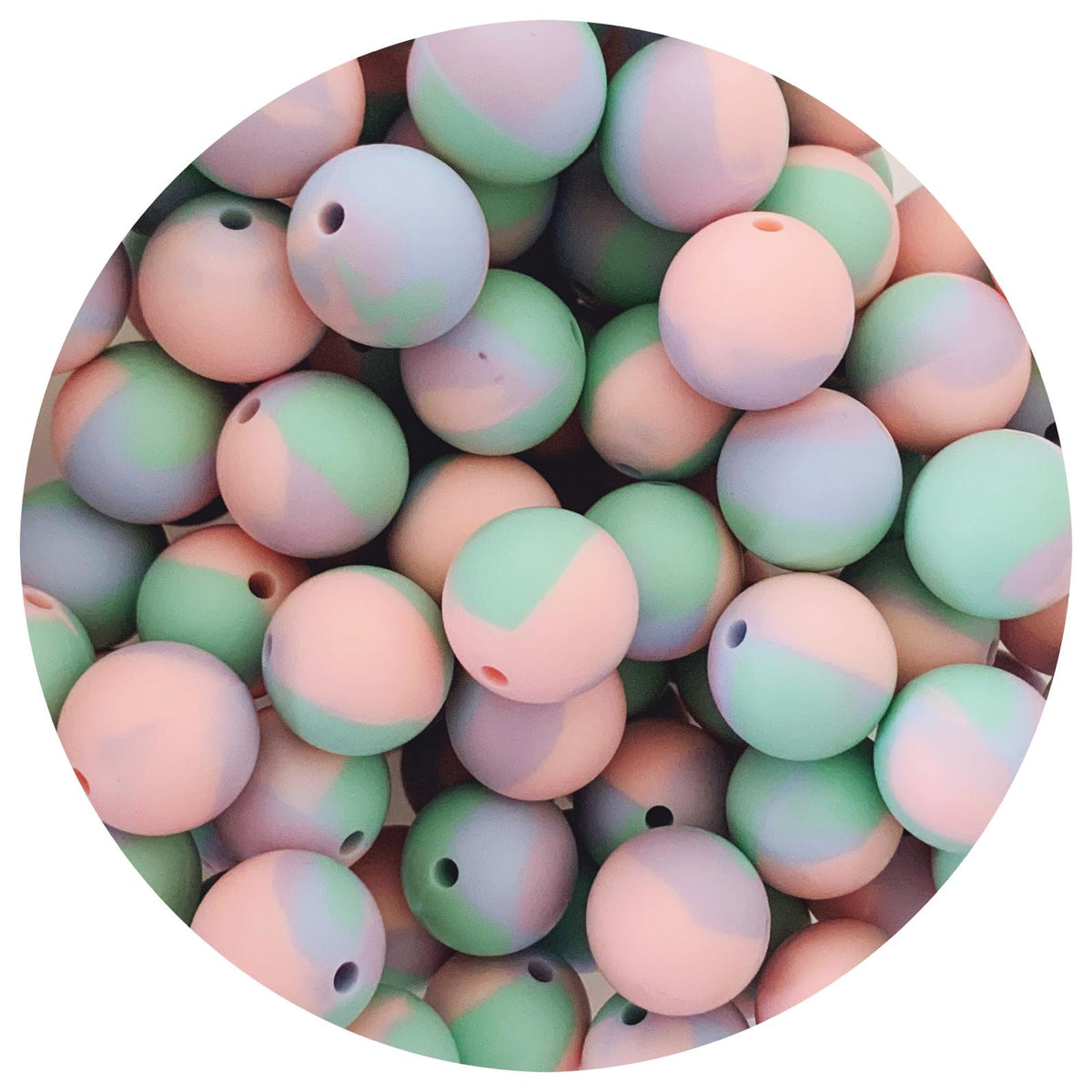 Pastel Tie Dye - 15mm round - 10 Beads