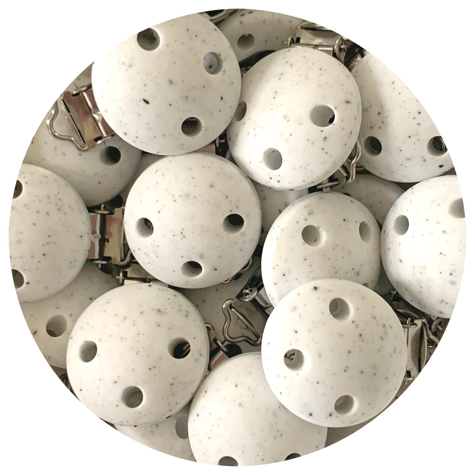 White Speckled - Silicone Dummy / Pacifier Clip - Each