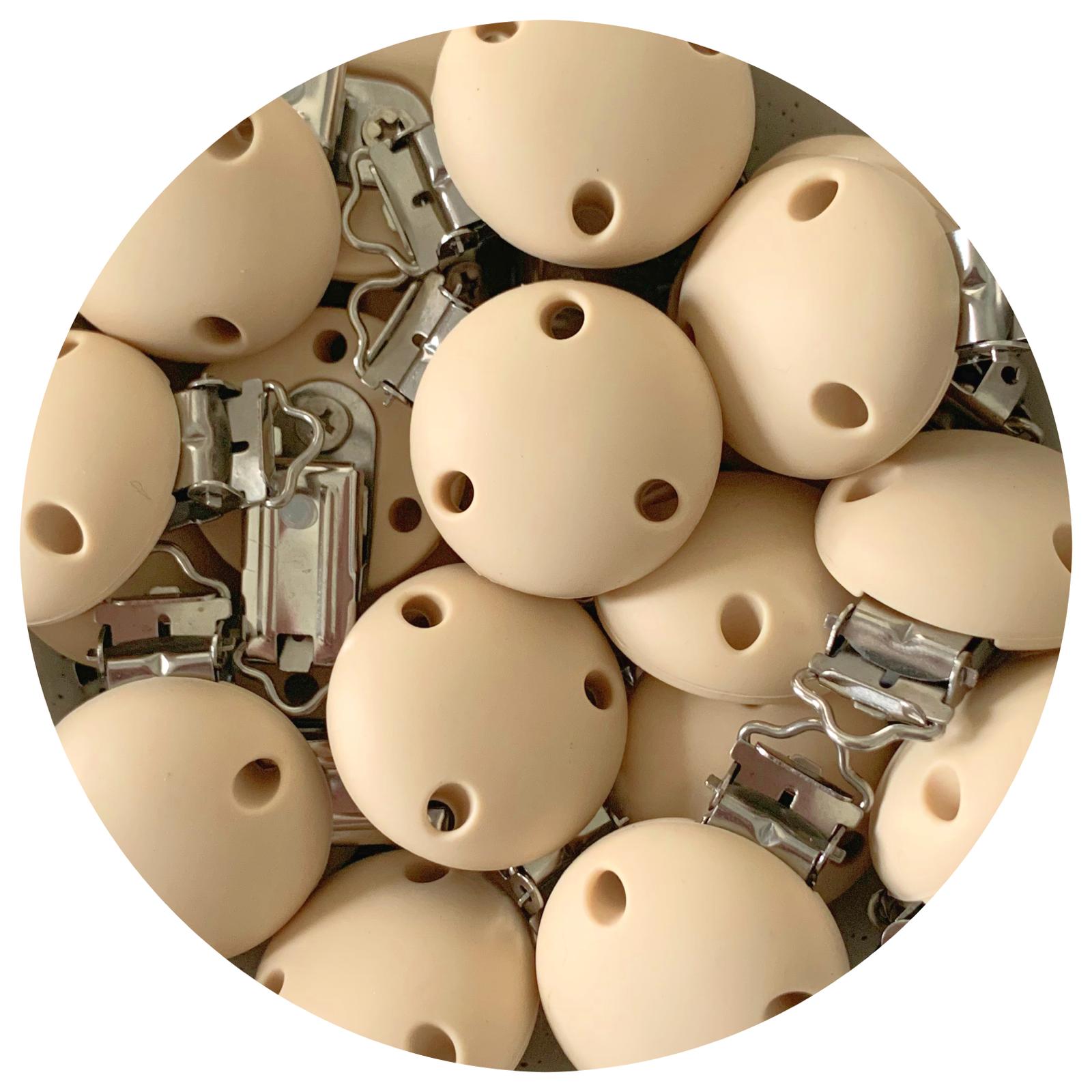 Cream Beige - Silicone Dummy / Pacifier Clip - Each