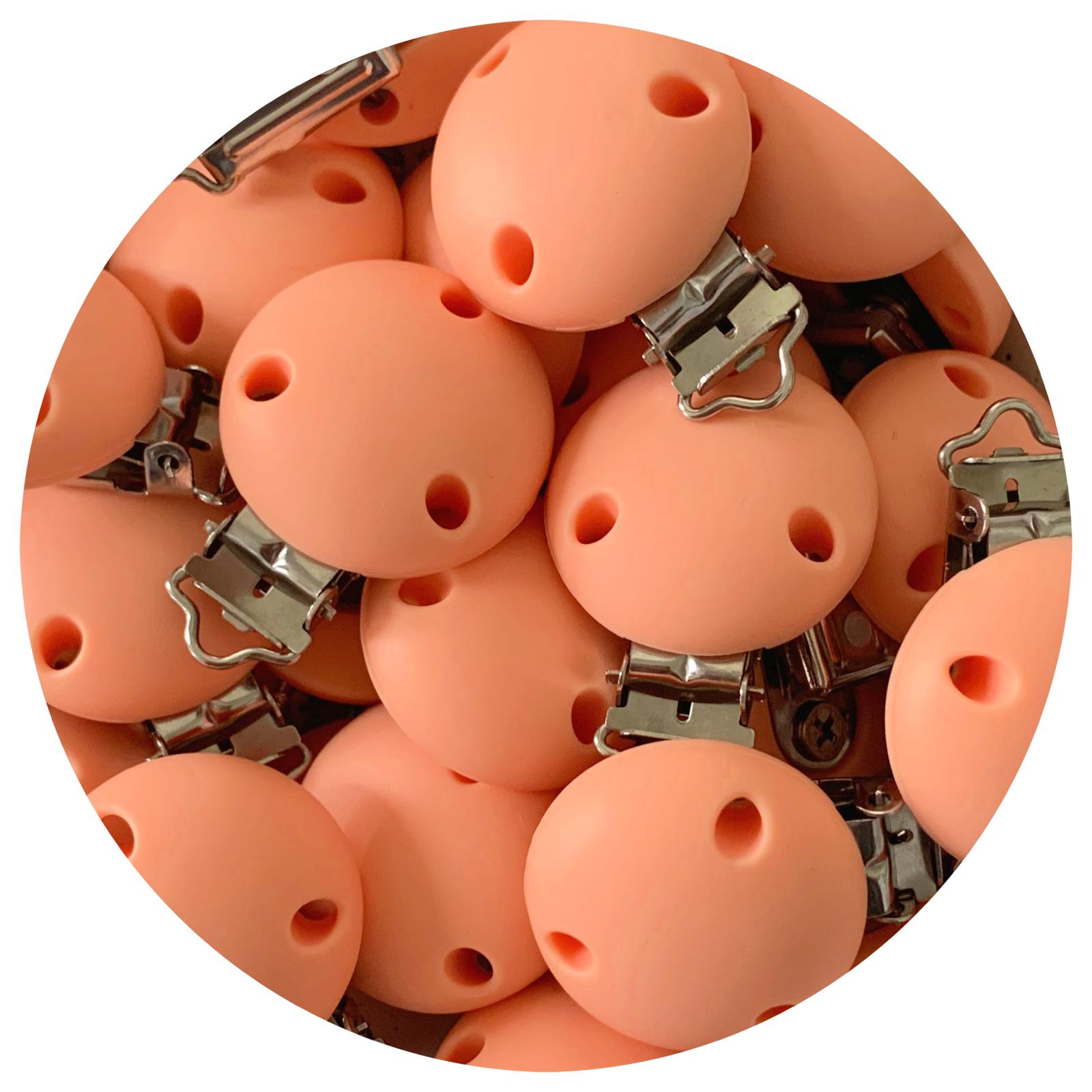 Bright Peach - Silicone Dummy / Pacifier Clip - Each