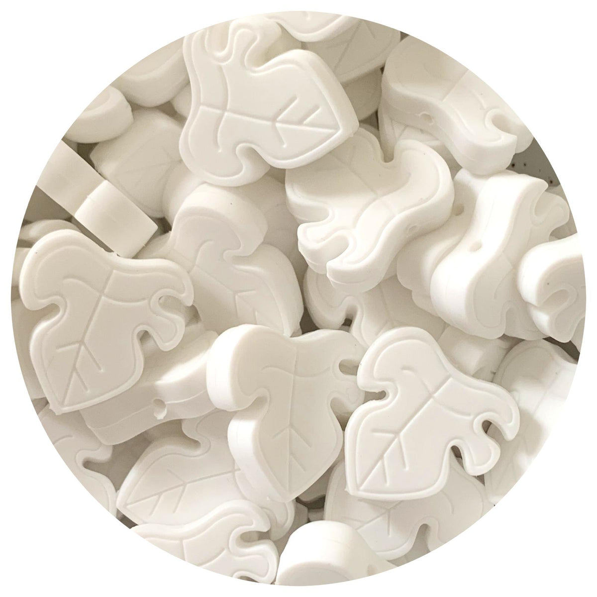 *CLEARANCE* Snow White - Monstera Leaf Silicone Beads - 2 Beads