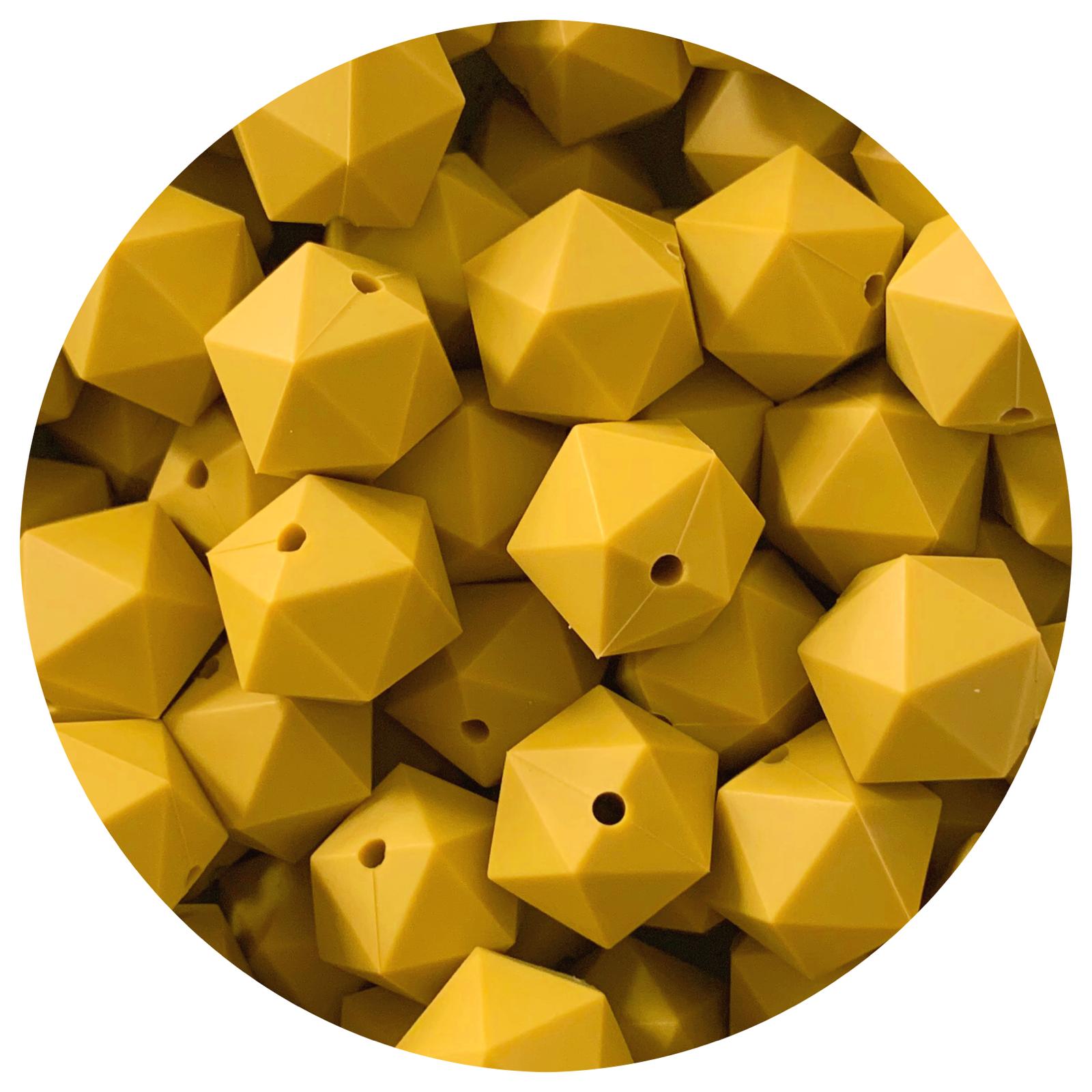 *CLEARANCE* Mustard Yellow - 17mm Icosahedron - 10 Beads
