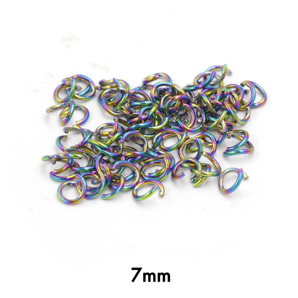 7mm Jump Rings - Rainbow Stainless Steel - 40pcs