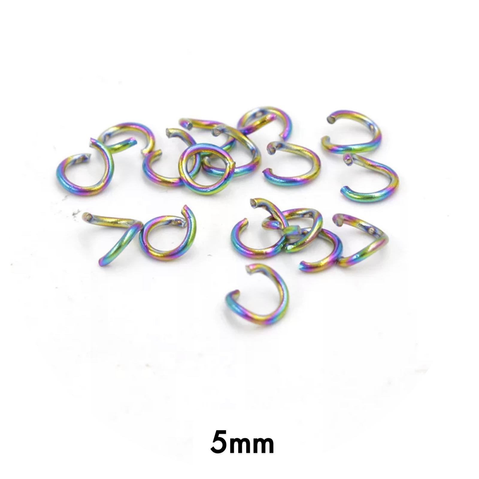 5mm Jump Rings - Rainbow Stainless Steel - 40 pcs