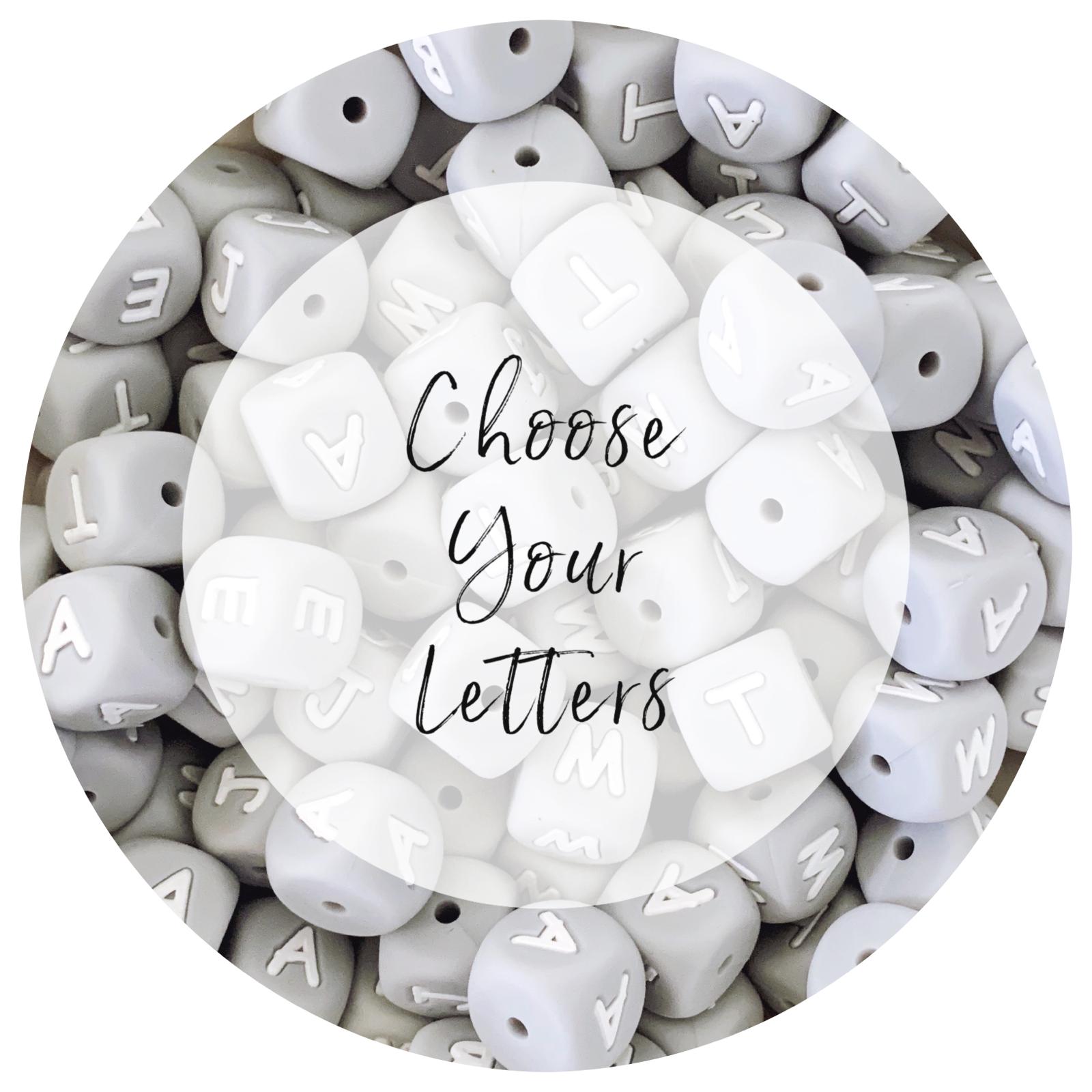 12mm Light Grey Silicone Letter Beads - Choose Your Letters - Each