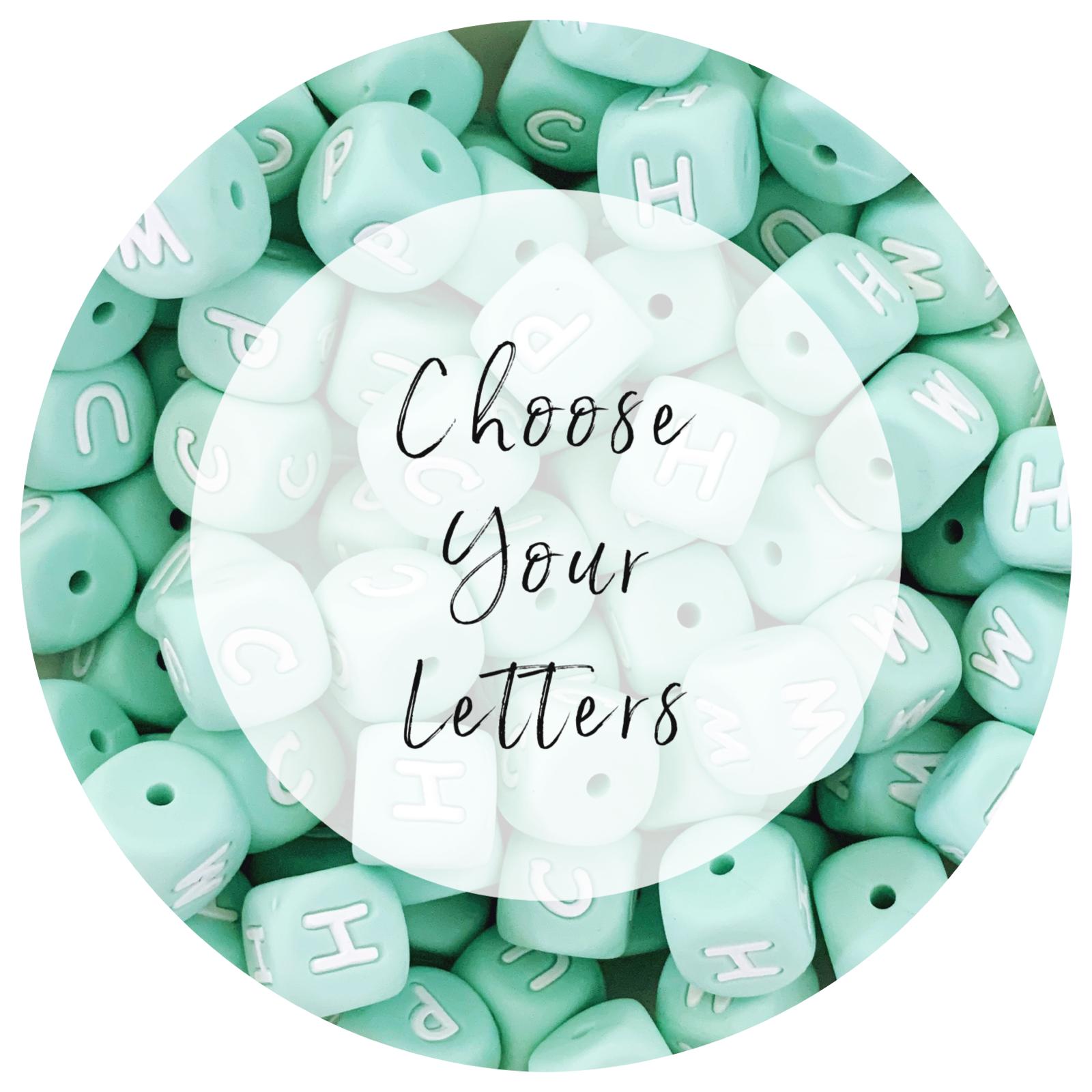 12mm Mint Green Silicone Letter Beads - Choose Your Letters - Each