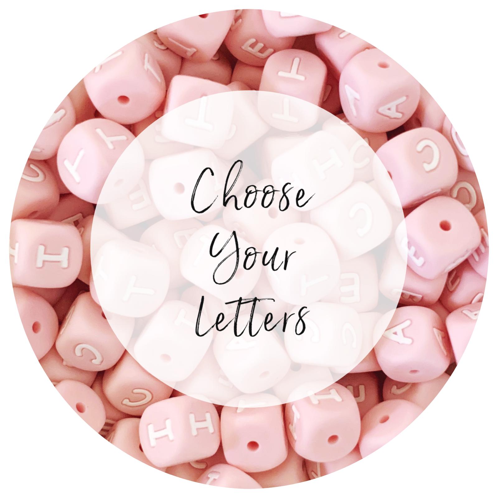 12mm Blush Pink Silicone Letter Beads - Choose Your Letters - Each