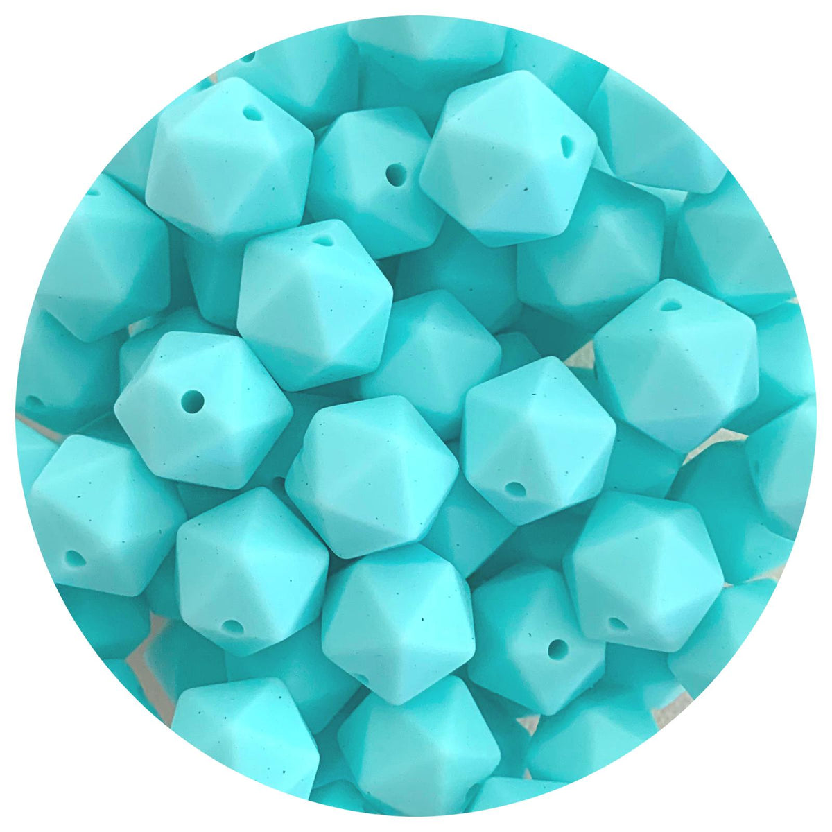 50pc Aqua - 14mm Mini Icosahedron Silicone Beads *CLEARANCE*