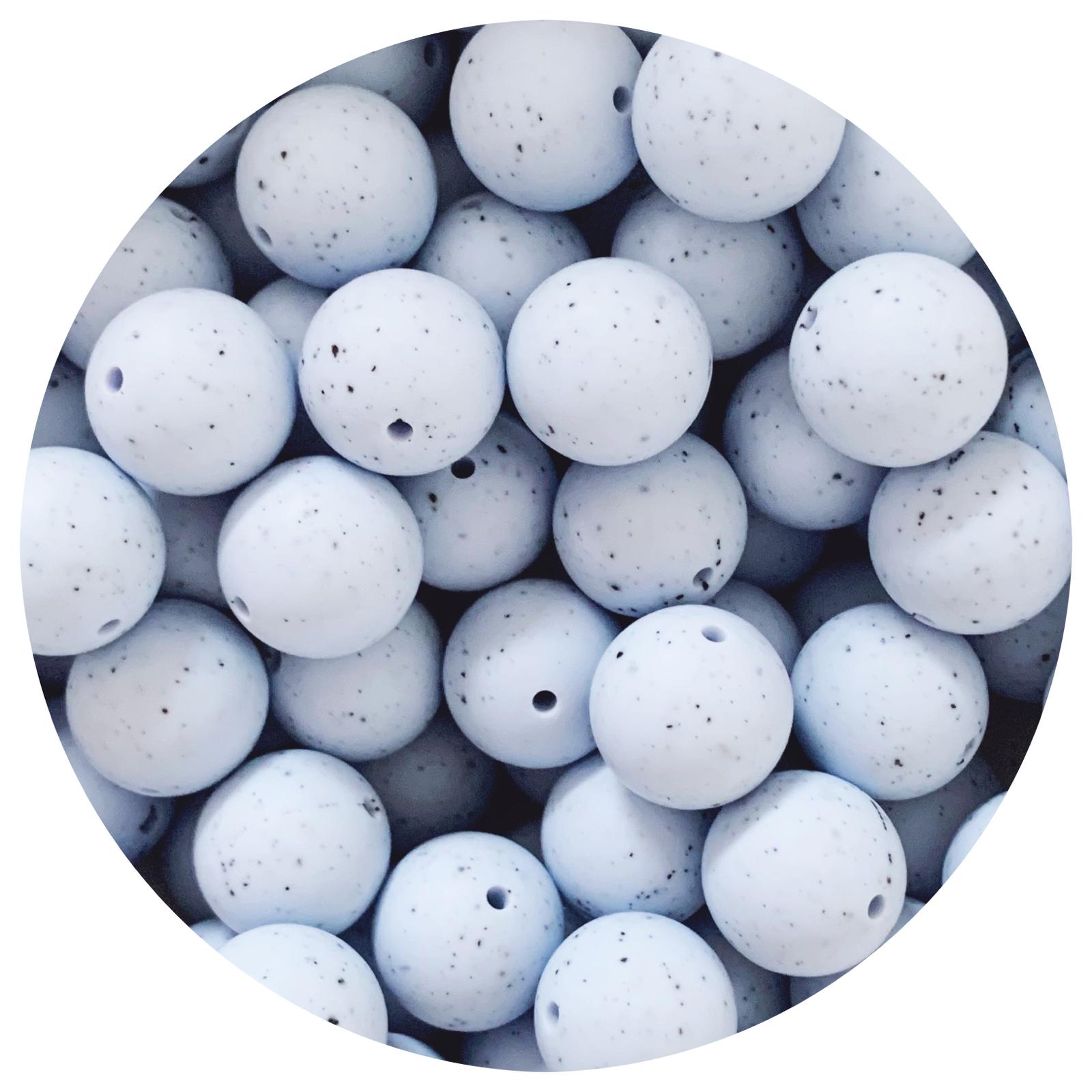 Pastel Blue Speckled - 19mm round - 5 Beads