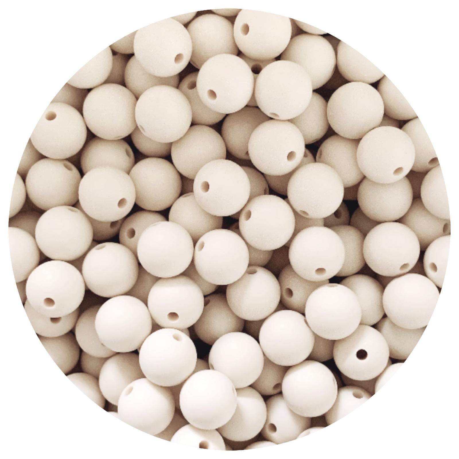 Linen - 12mm Round Silicone Beads - 10 beads