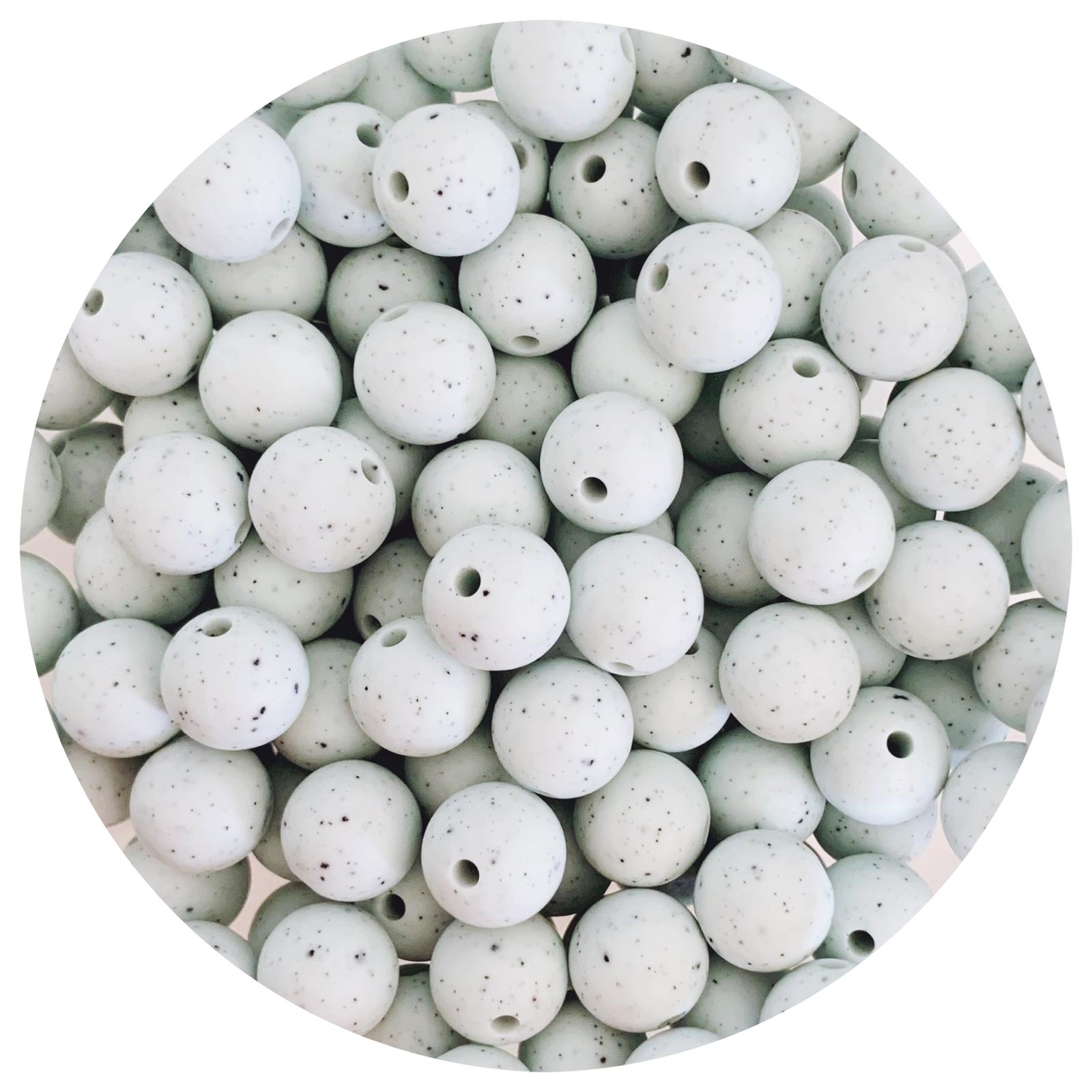 Seabreeze Speckled - 12mm Round Silicone Beads - 10 beads