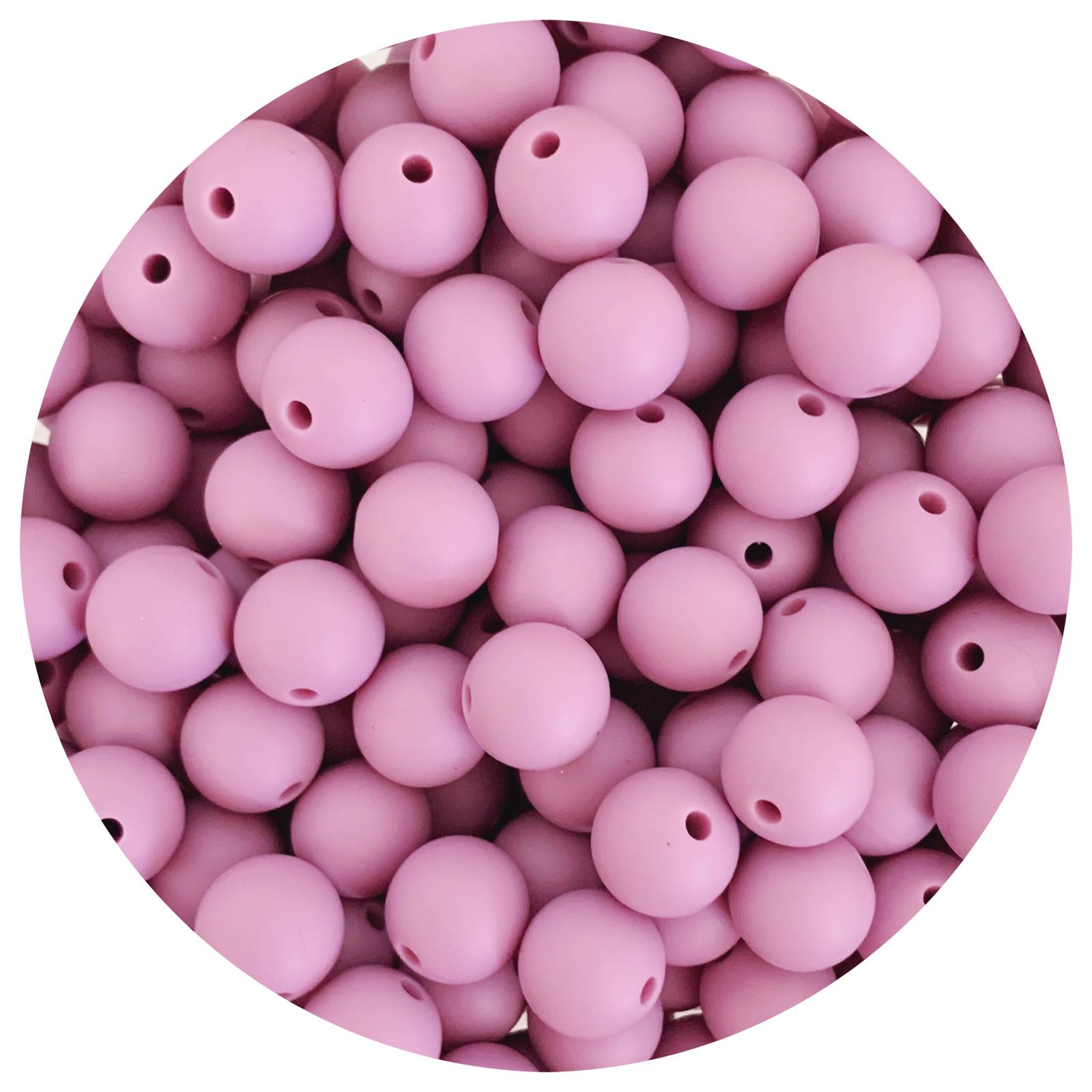 Mauve - 12mm Round Silicone Beads - 10 beads