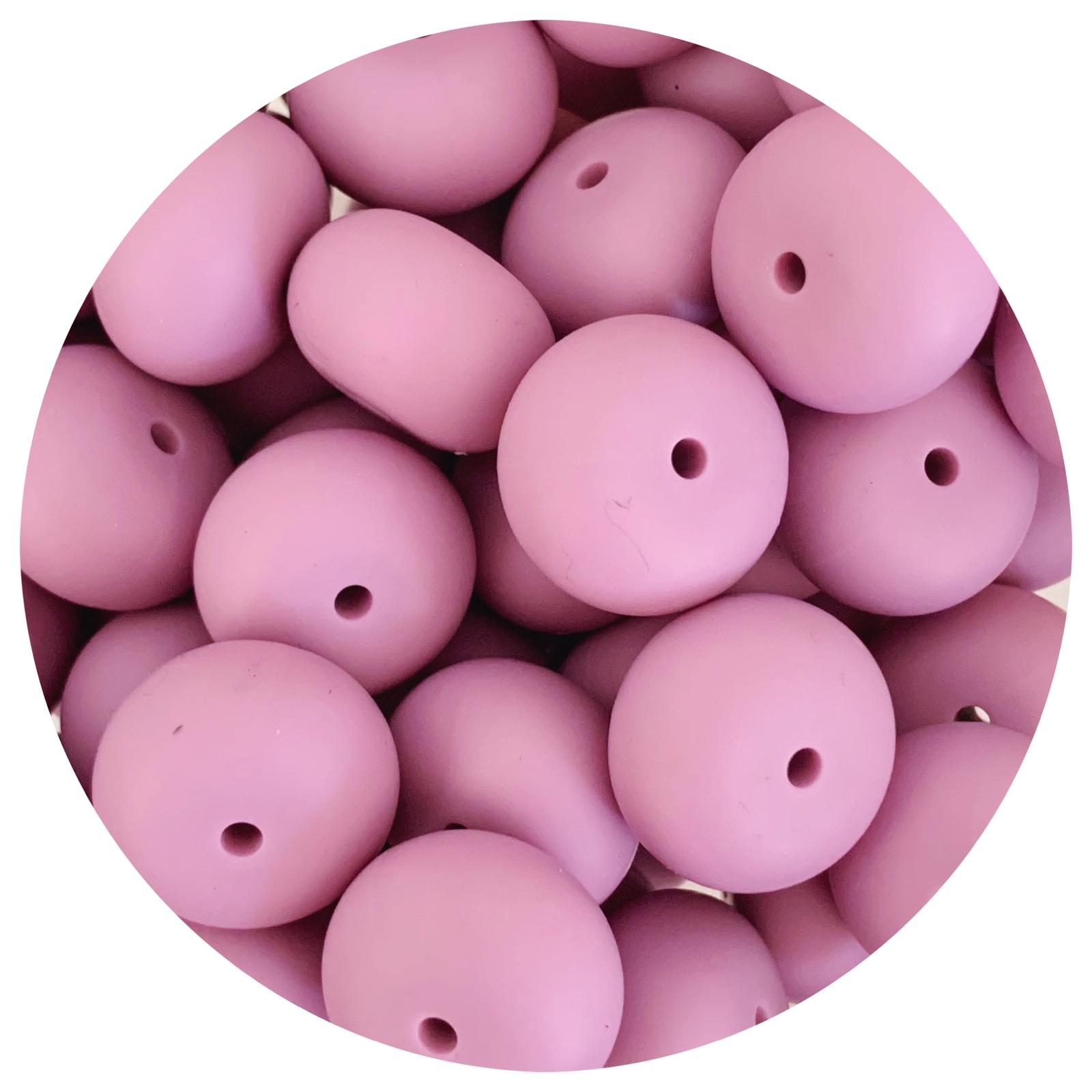 Mauve - 22mm Abacus Silicone Beads - 5 Beads