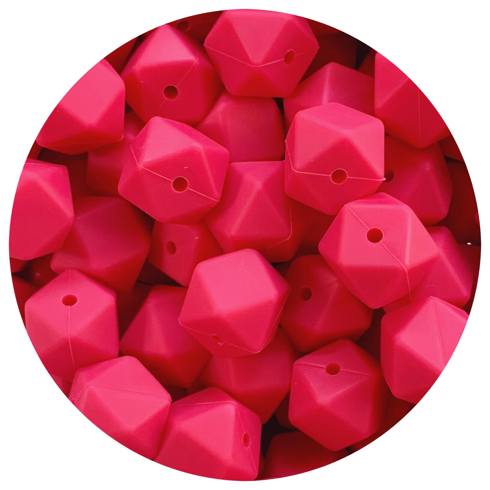 Raspberry - 17mm Hexagon - 10 Beads