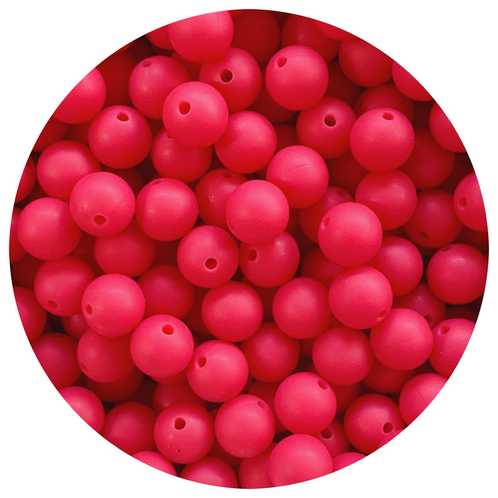 Raspberry - 12mm Round Silicone Beads - 10 beads