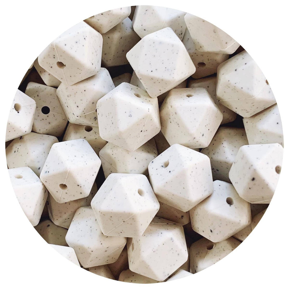 Linen Speckled - 17mm Hexagon - 10 Beads