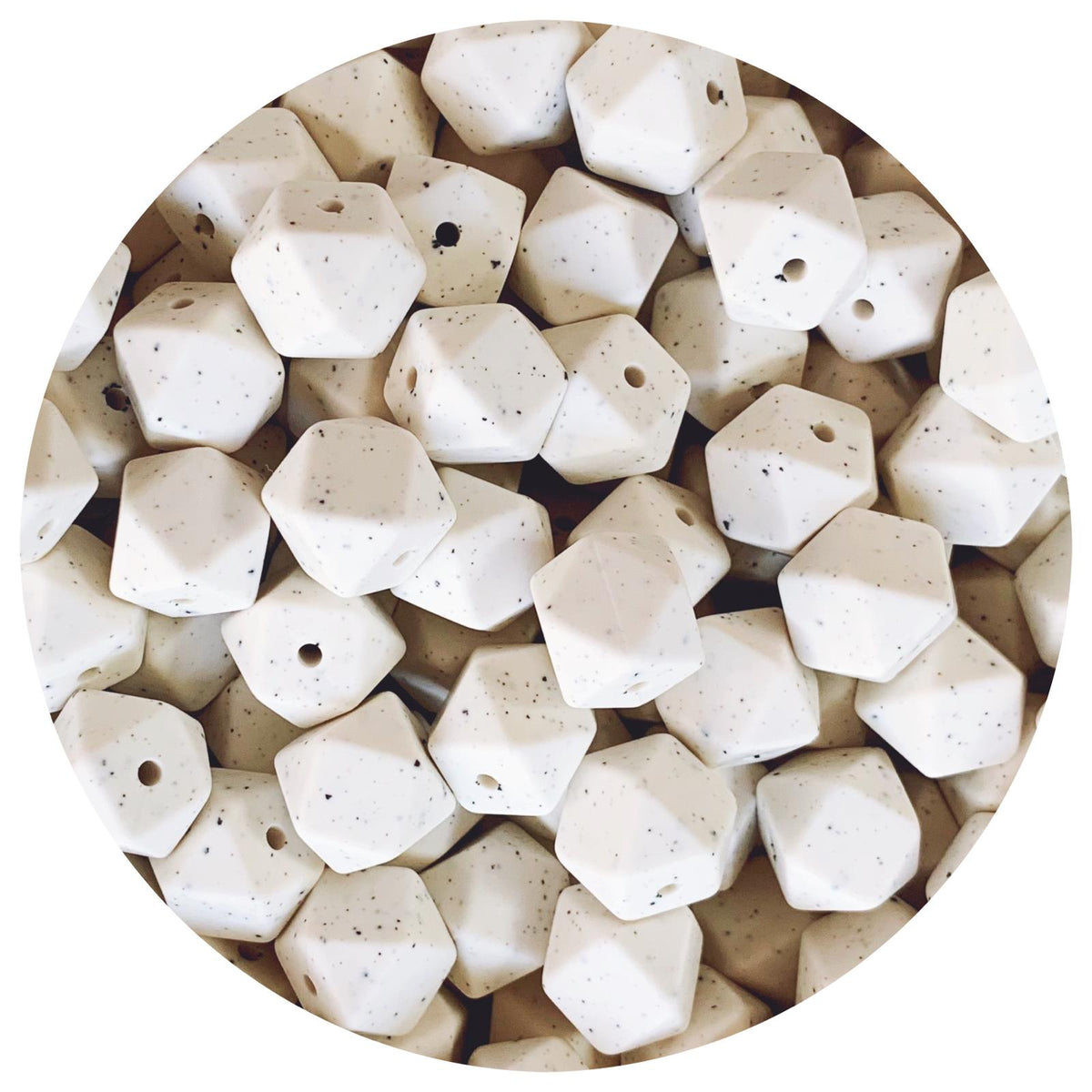 Linen Speckled - 14mm Mini Hexagon - 5 beads