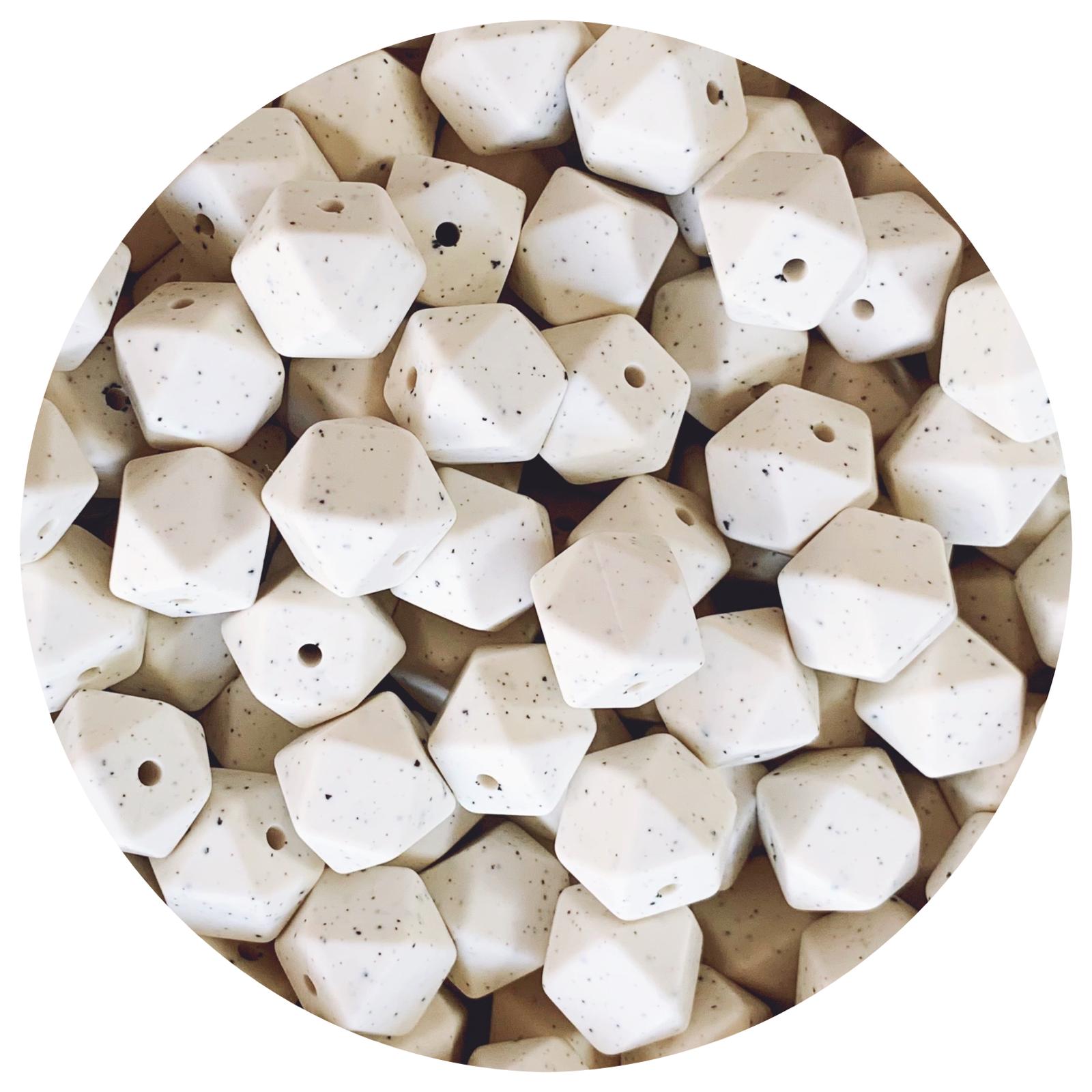 Linen Speckled - 14mm Mini Hexagon - 5 beads