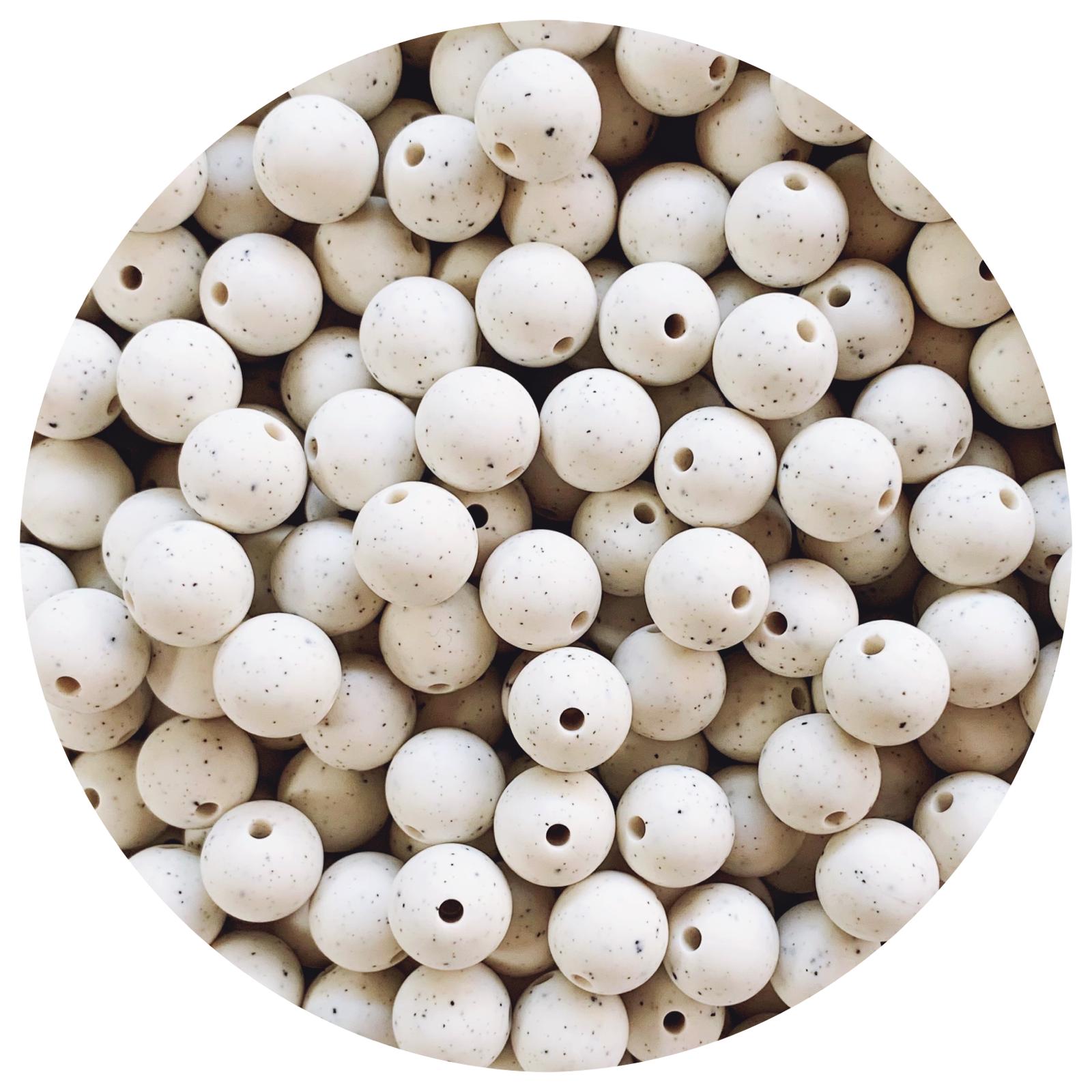 Linen Speckled - 12mm Round Silicone Beads - 10 beads