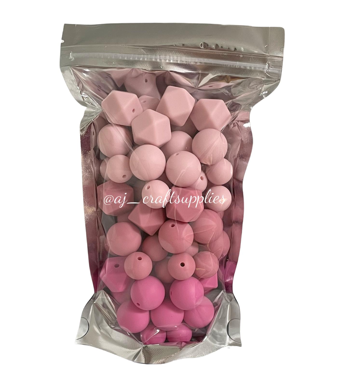 Orchid Pink Ombre - Variety Pack - 75 Silicone Beads