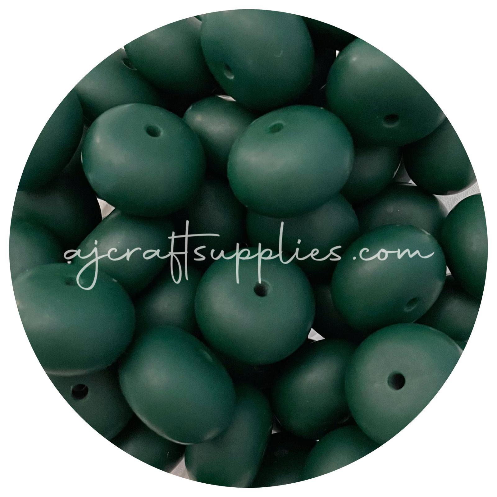 Forest Green - 22mm Abacus Silicone Beads - 5 beads