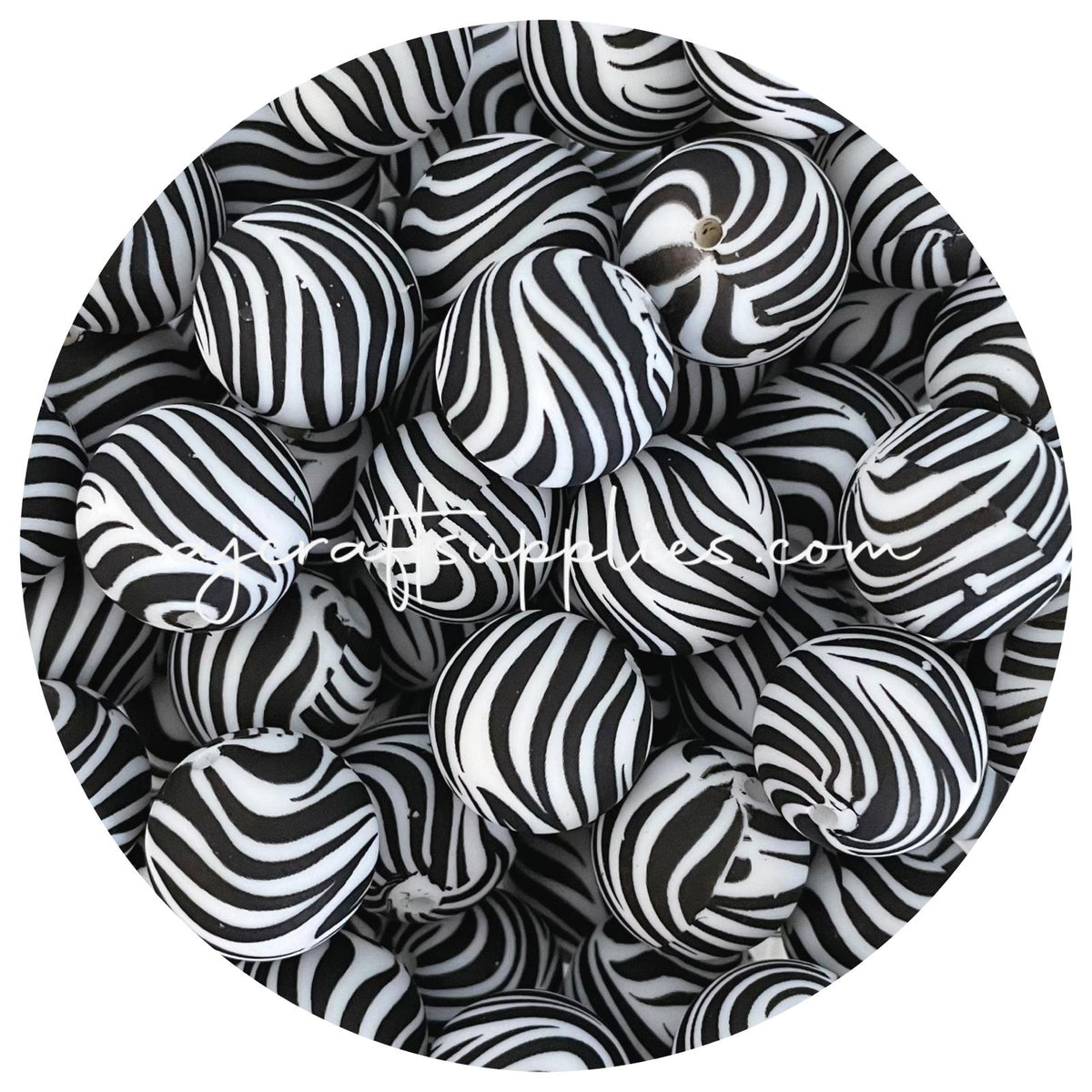 Zebra - 19mm round - 5 beads