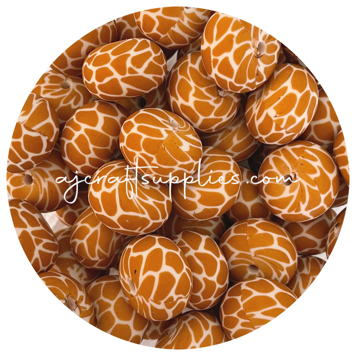 Giraffe - 22mm abacus Silicone Beads - 5 beads