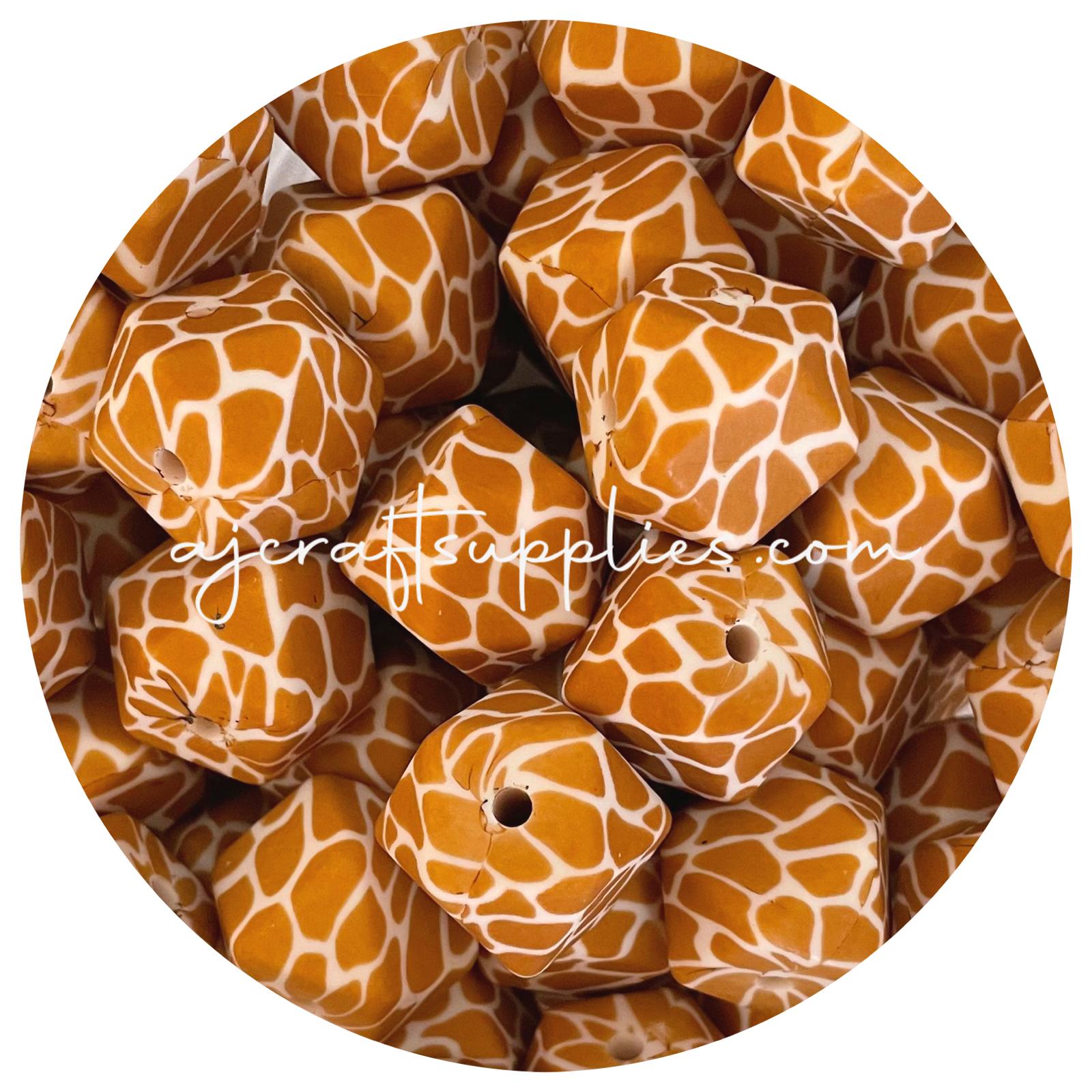 *CLEARANCE* Giraffe - 17mm hexagon - 10 beads