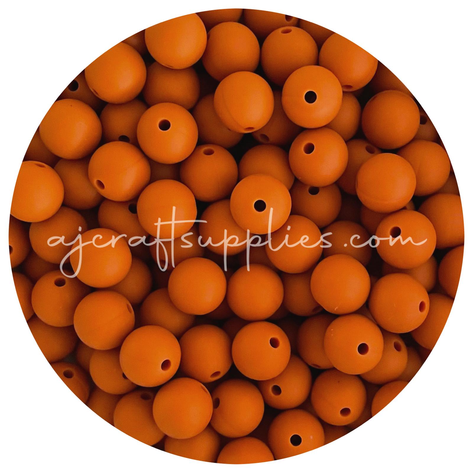 Terracotta - 12mm Round Silicone Beads - 10 beads