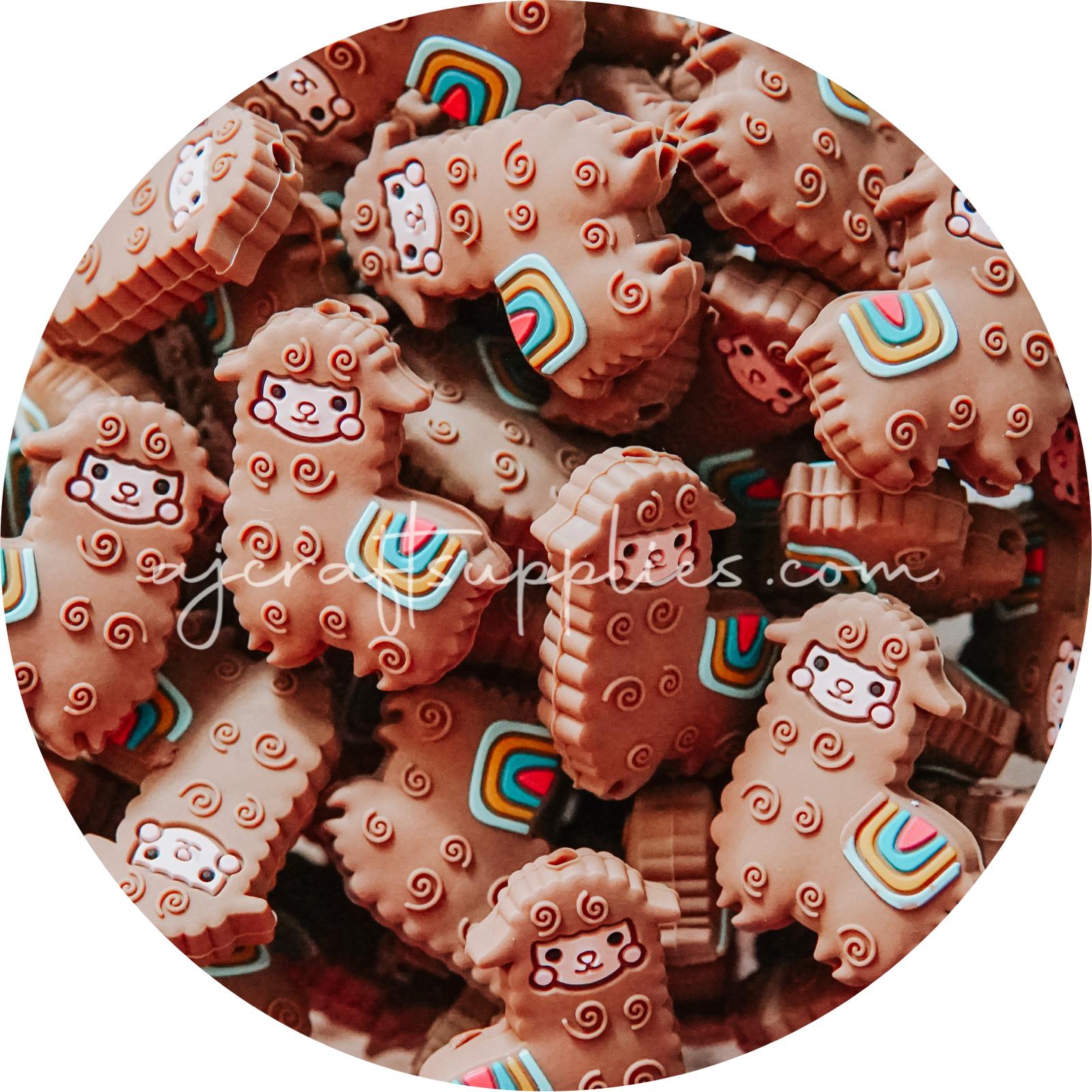 Chocolate - Llama Silicone Beads - 2 Beads