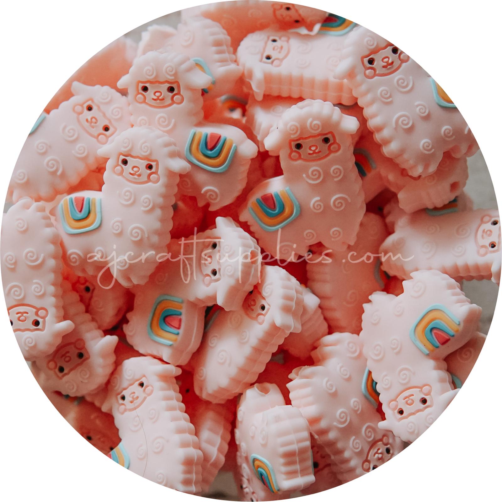 Candy Pink - Llama Silicone Beads - 2 Beads